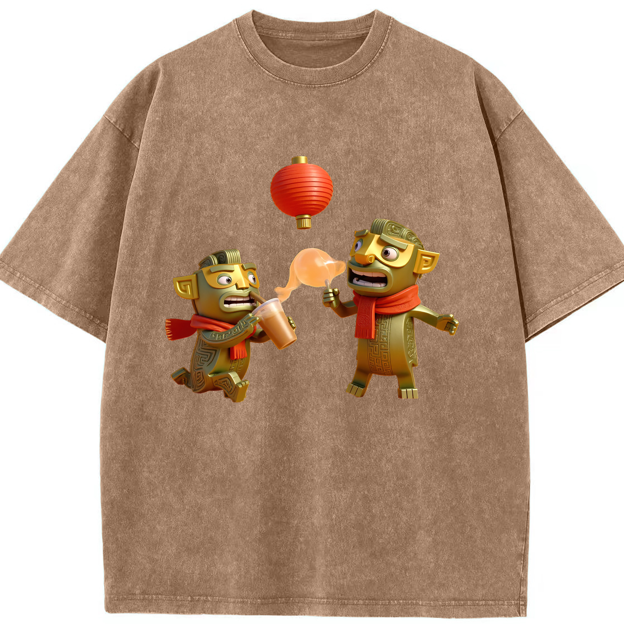 （画像用） Ne Zha 2 ナタ 魔童の大暴れ 綿100% ヴィンテージ風 半袖Tシャツ（フロントプリント）