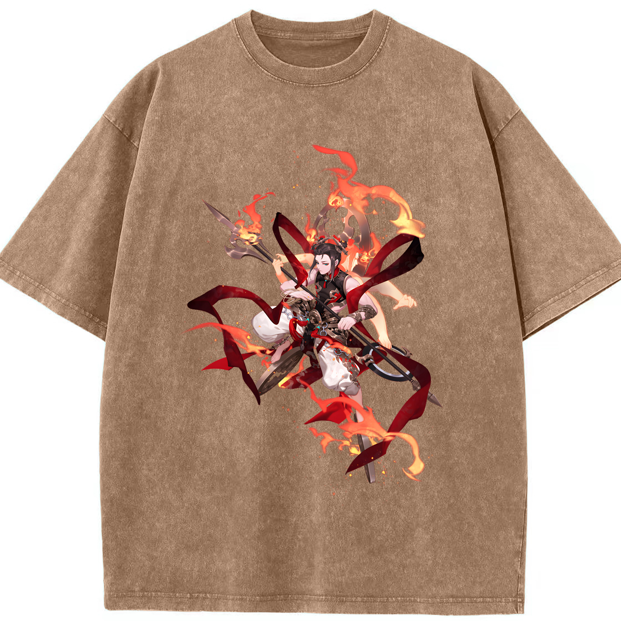 （画像用） Ne Zha 2 ナタ 魔童の大暴れ 綿100% ヴィンテージ風 半袖Tシャツ（フロントプリント）