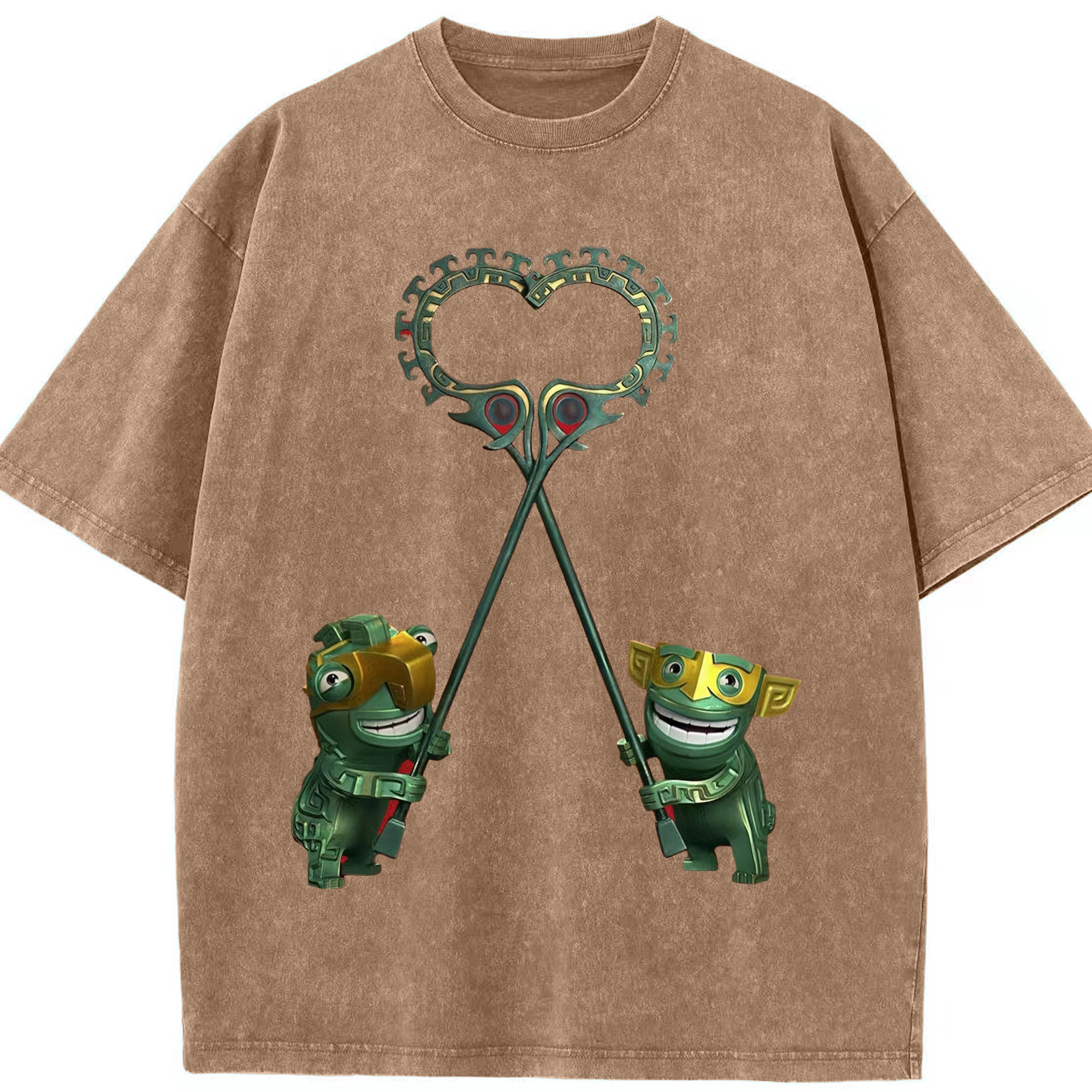 （画像用） Ne Zha 2 ナタ 魔童の大暴れ 綿100% ヴィンテージ風 半袖Tシャツ（フロントプリント）