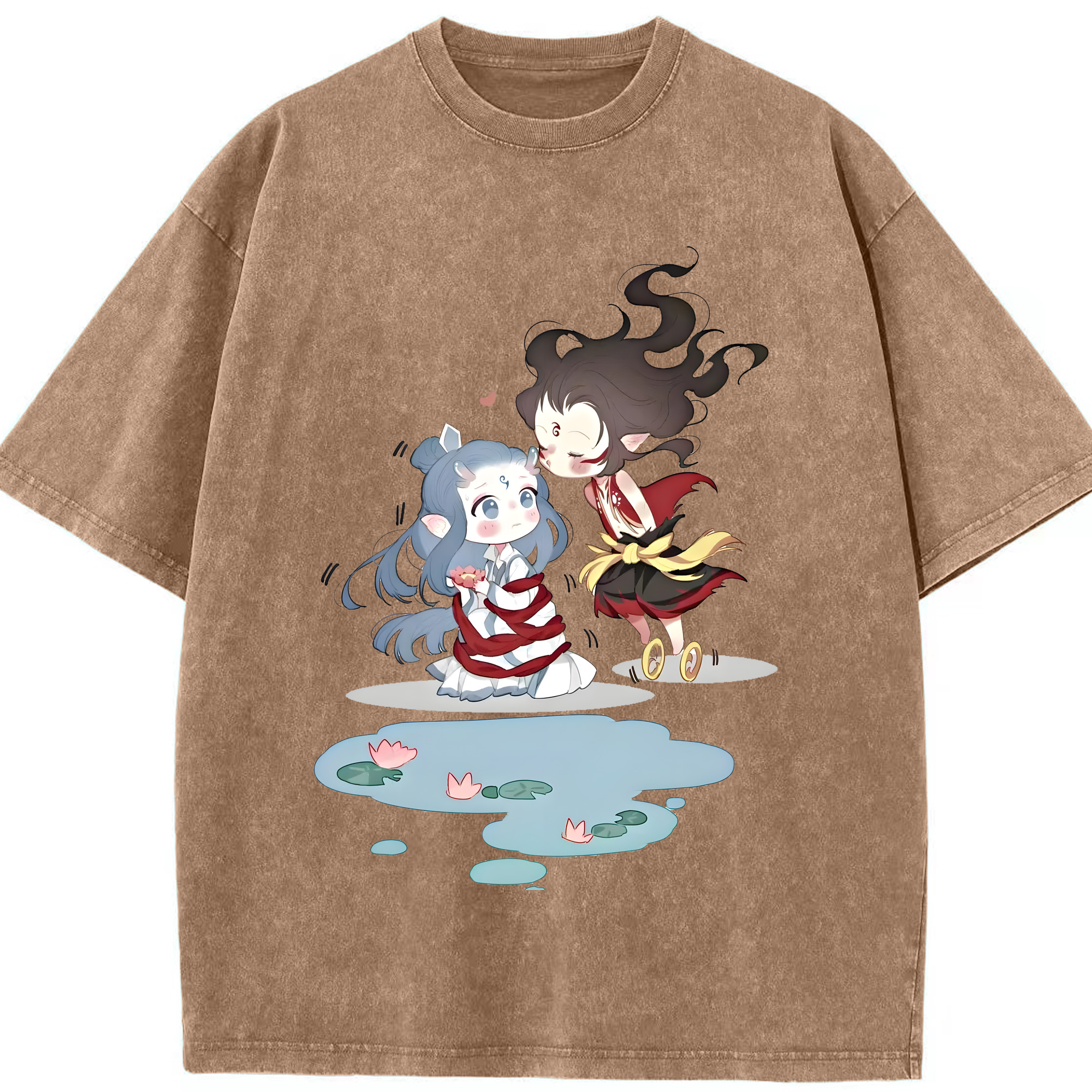 （画像用） Ne Zha 2 ナタ 魔童の大暴れ 綿100% ヴィンテージ風 半袖Tシャツ（フロントプリント）