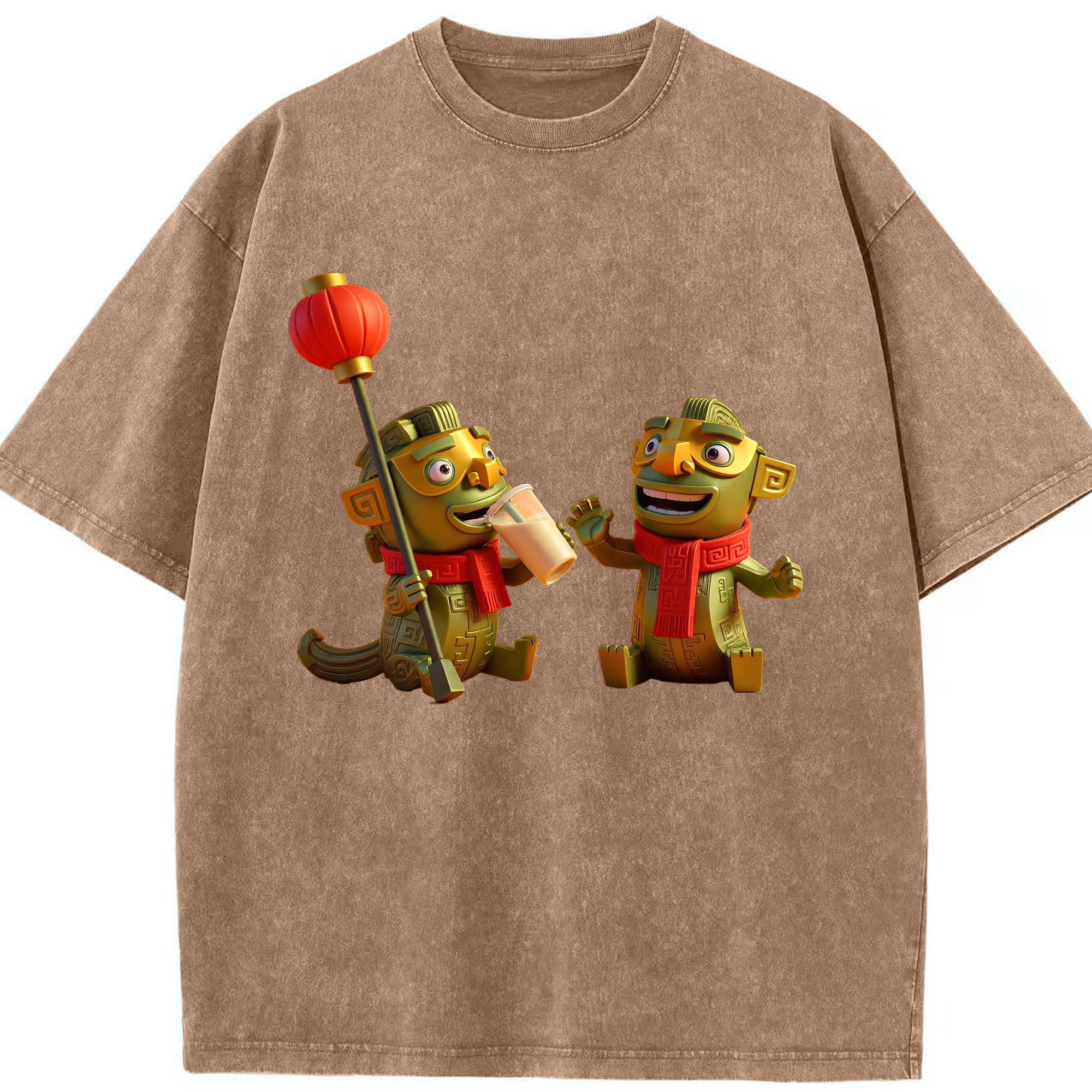 （画像用） Ne Zha 2 ナタ 魔童の大暴れ 綿100% ヴィンテージ風 半袖Tシャツ（フロントプリント）