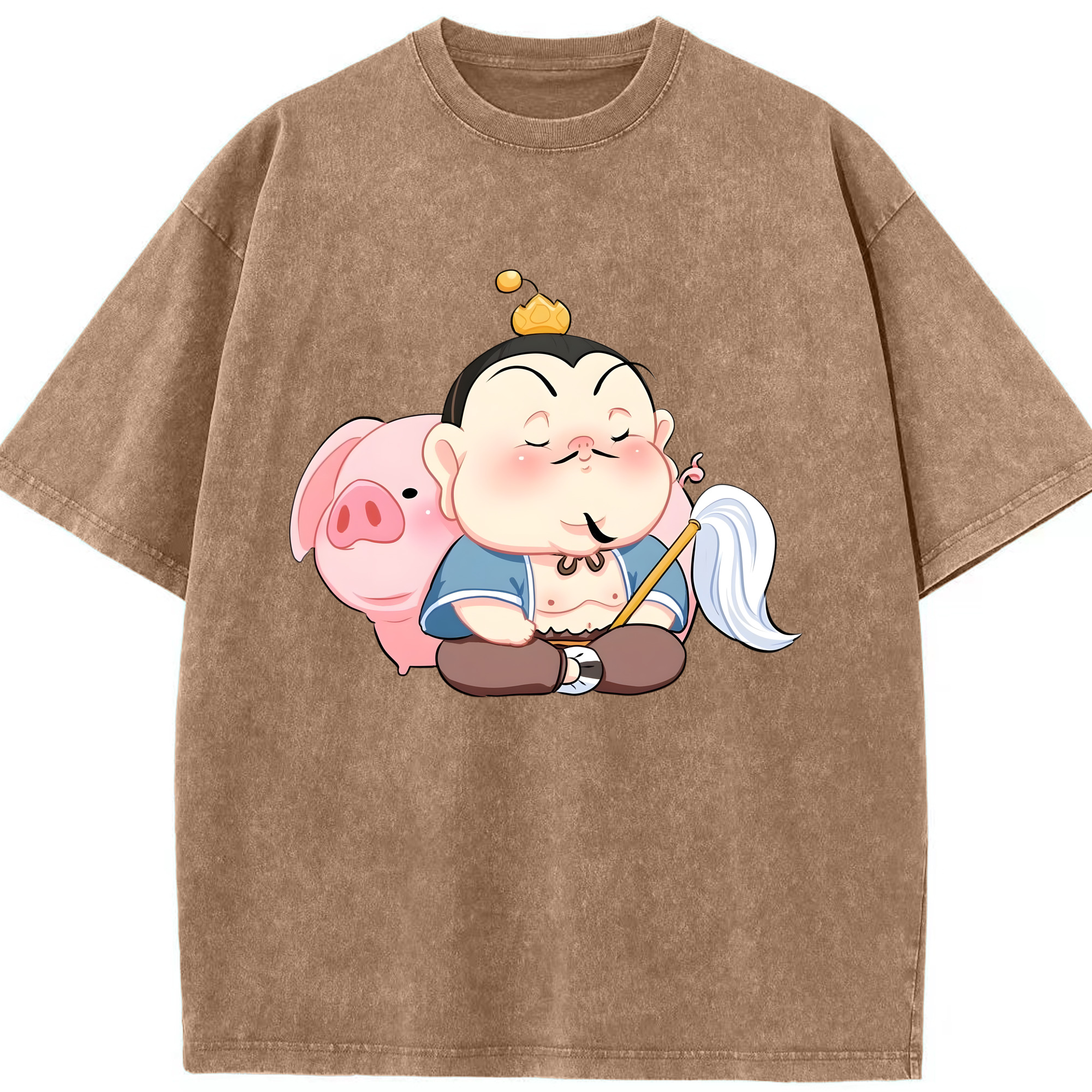 （画像用） Ne Zha 2 ナタ 魔童の大暴れ 綿100% ヴィンテージ風 半袖Tシャツ（フロントプリント）