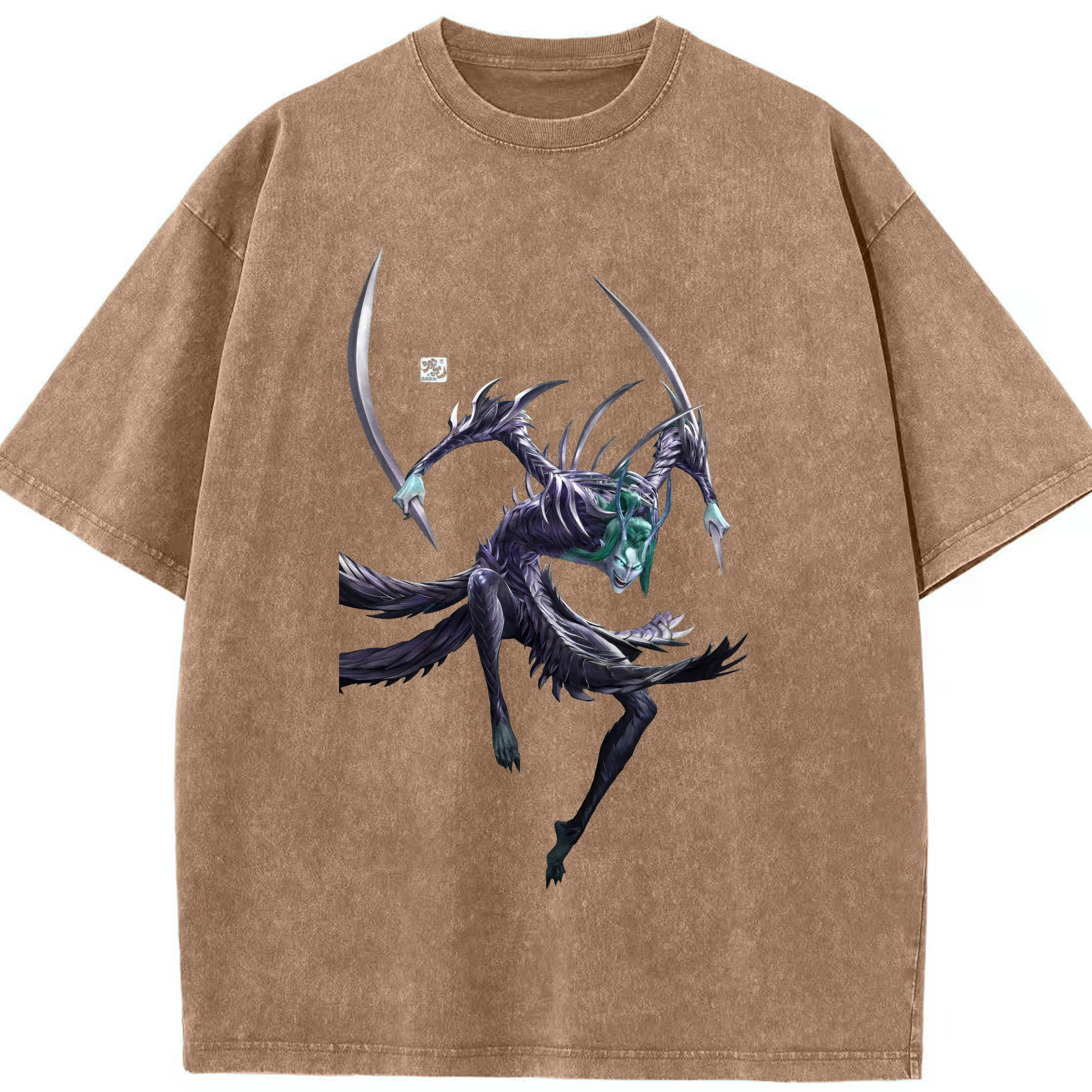 （画像用） Ne Zha 2 ナタ 魔童の大暴れ 綿100% ヴィンテージ風 半袖Tシャツ（フロントプリント）