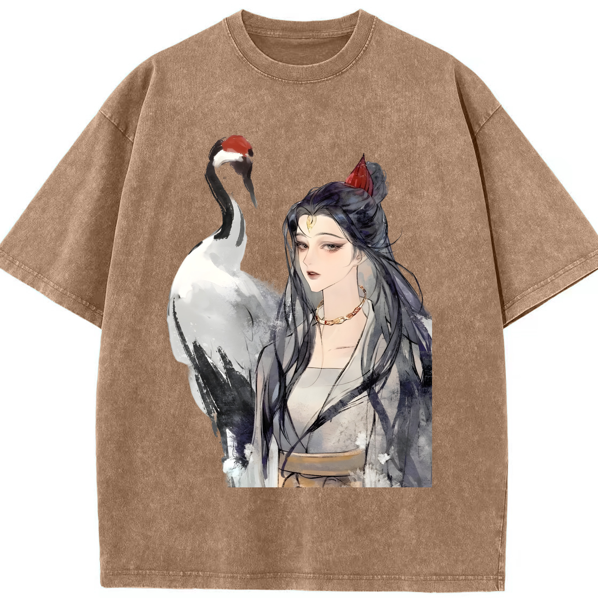 （画像用） Ne Zha 2 ナタ 魔童の大暴れ 綿100% ヴィンテージ風 半袖Tシャツ（フロントプリント）