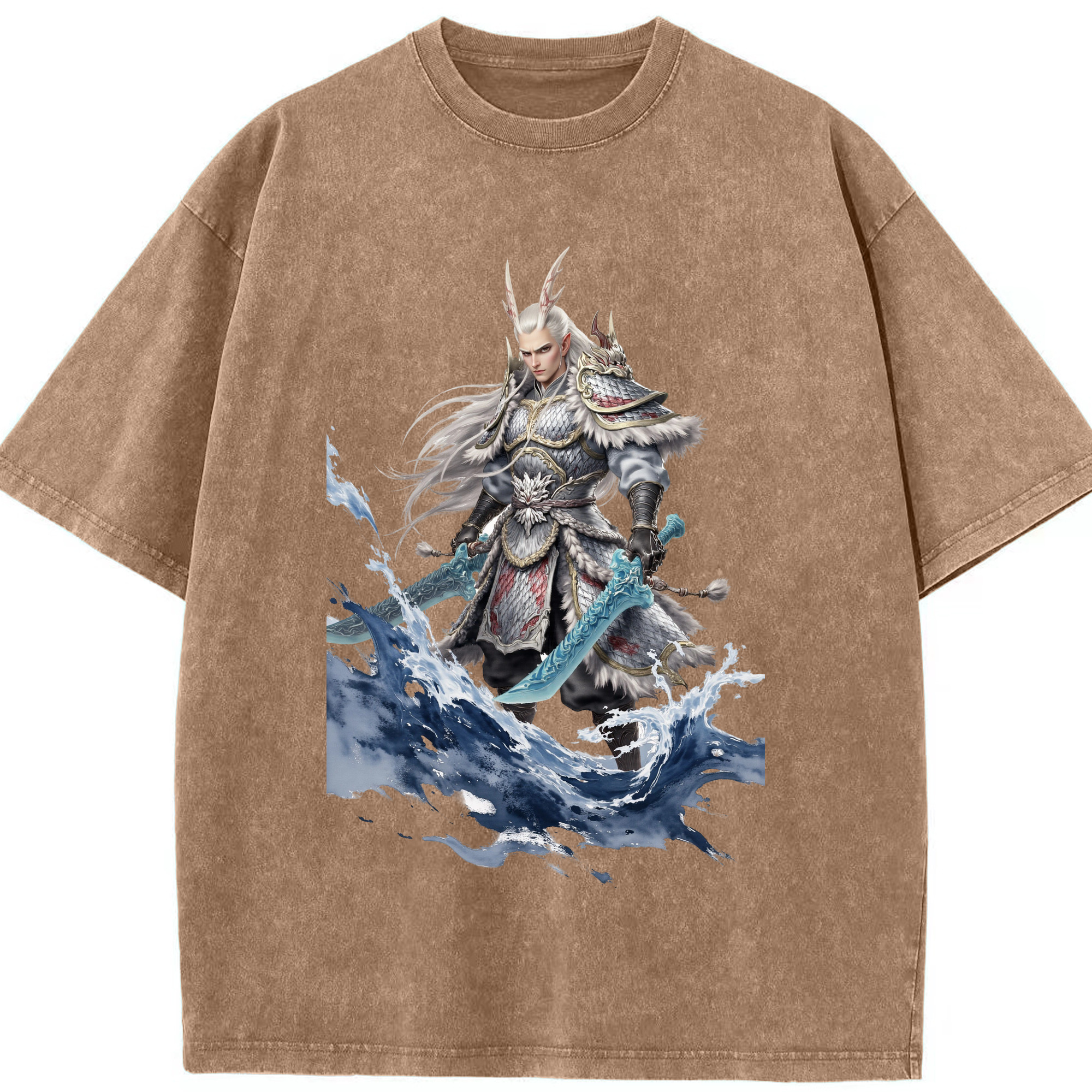 （画像用） Ne Zha 2 ナタ 魔童の大暴れ 綿100% ヴィンテージ風 半袖Tシャツ（フロントプリント）