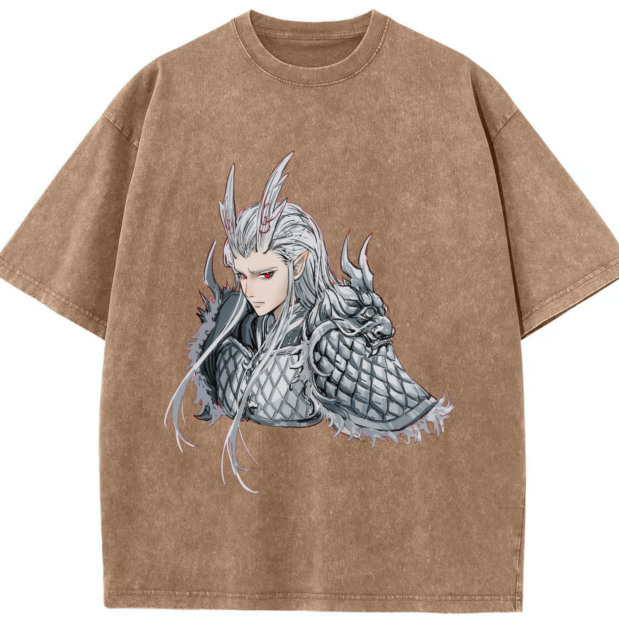 （画像用） Ne Zha 2 ナタ 魔童の大暴れ 綿100% ヴィンテージ風 半袖Tシャツ（フロントプリント）