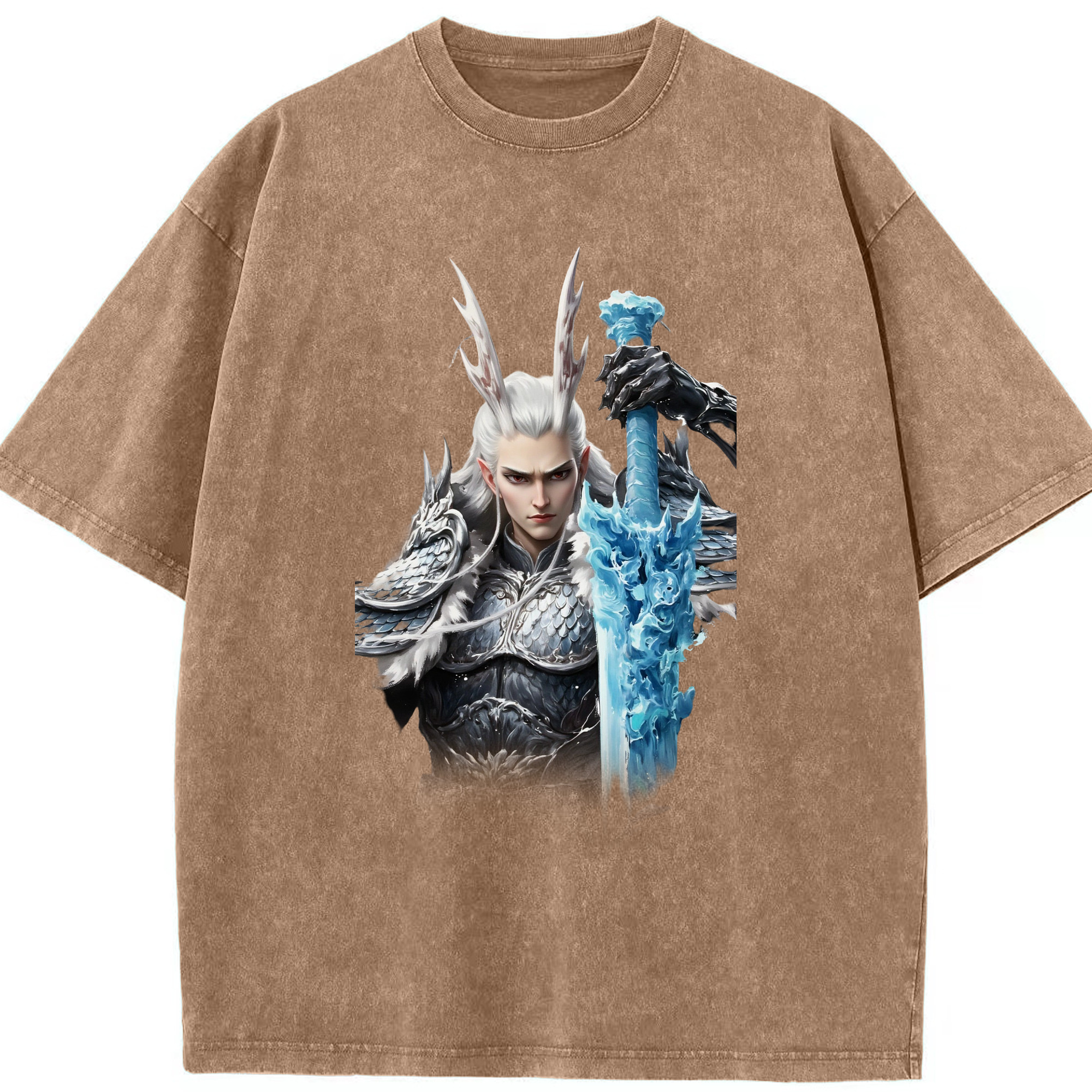 （画像用） Ne Zha 2 ナタ 魔童の大暴れ 綿100% ヴィンテージ風 半袖Tシャツ（フロントプリント）