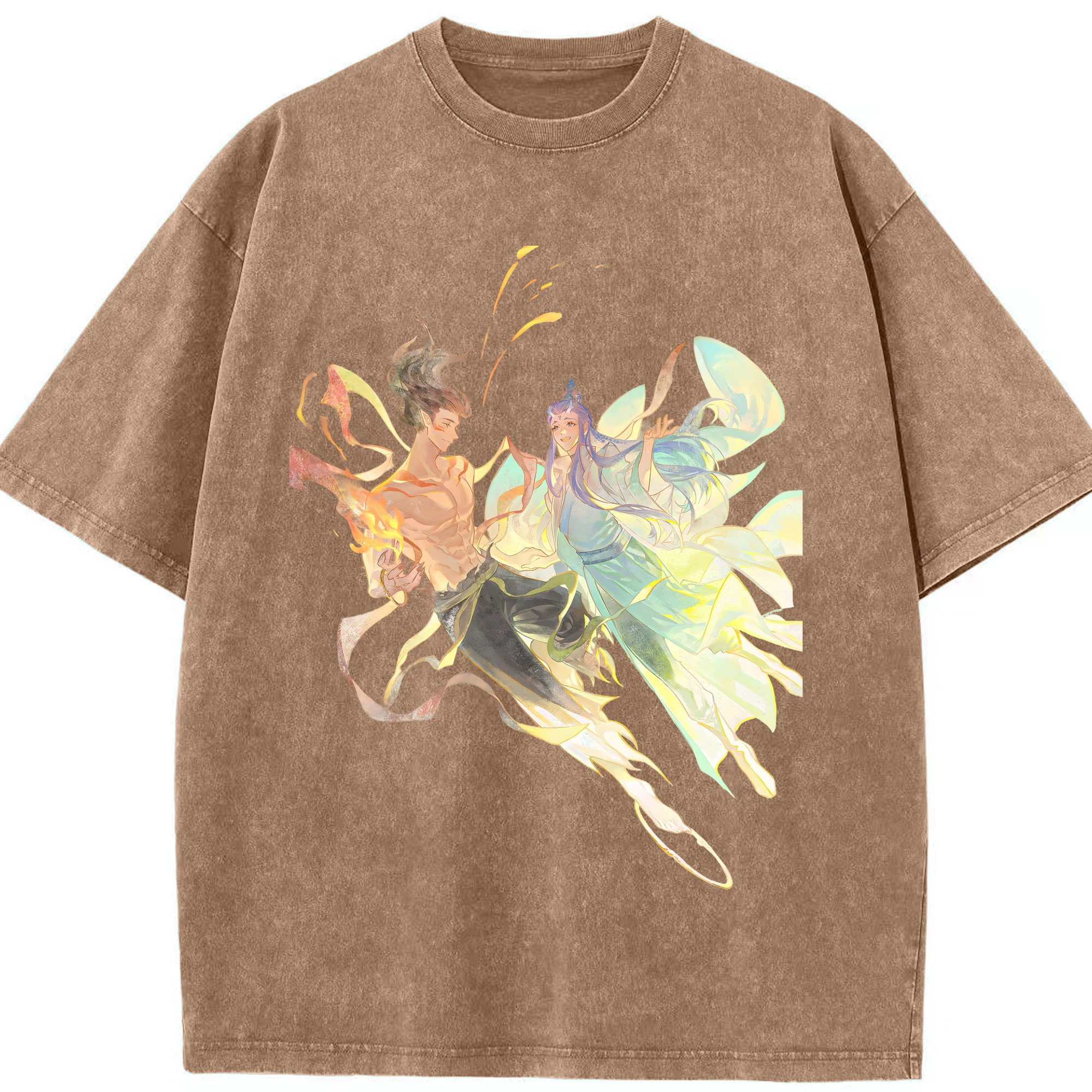 （画像用） Ne Zha 2 ナタ 魔童の大暴れ 綿100% ヴィンテージ風 半袖Tシャツ（フロントプリント）