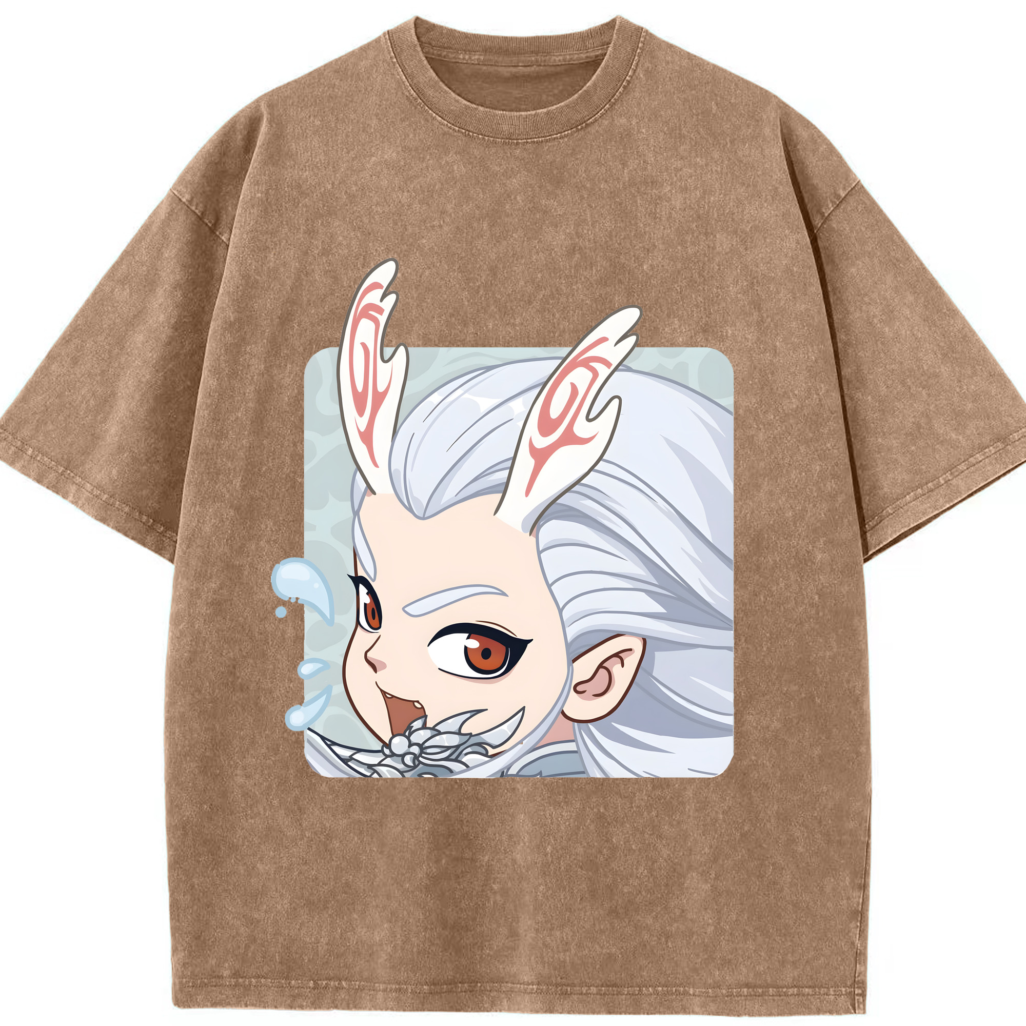 （画像用） Ne Zha 2 ナタ 魔童の大暴れ 綿100% ヴィンテージ風 半袖Tシャツ（フロントプリント）
