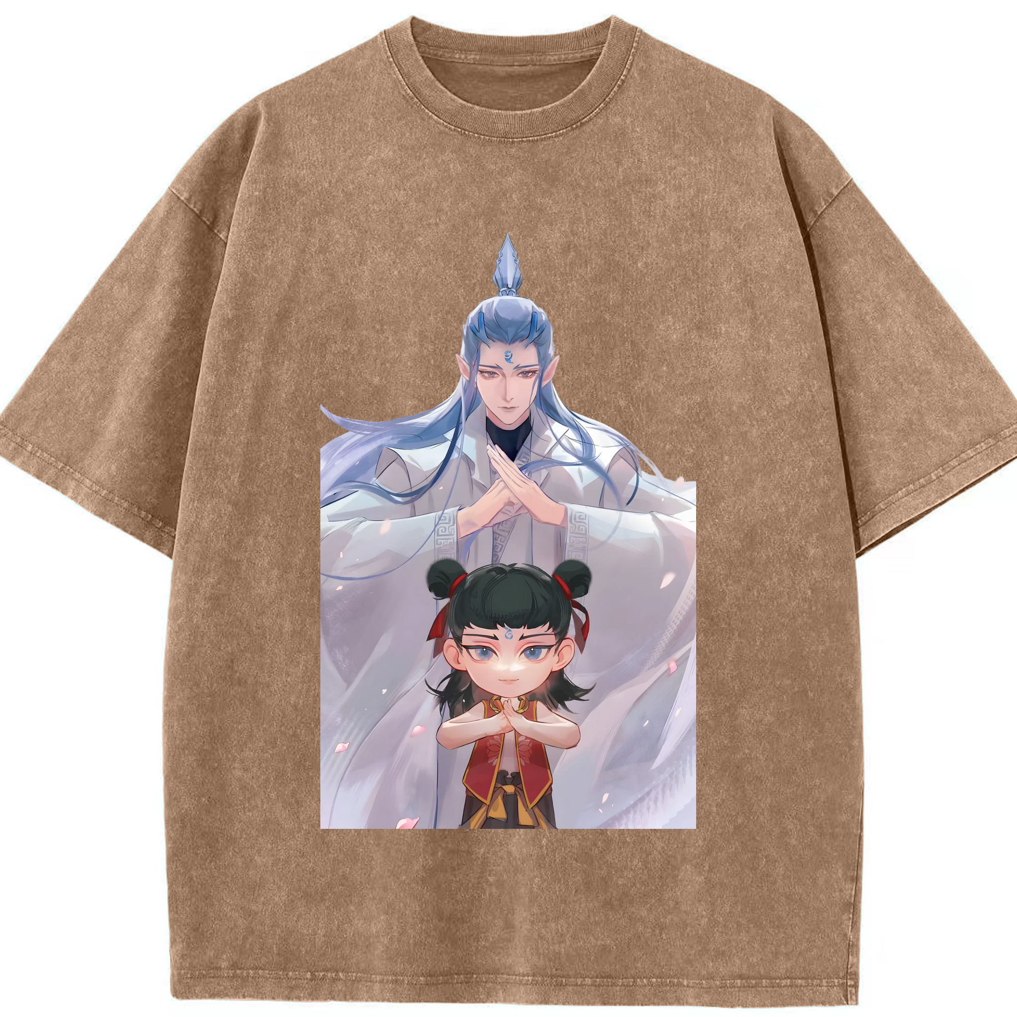 （画像用） Ne Zha 2 ナタ 魔童の大暴れ 綿100% ヴィンテージ風 半袖Tシャツ（フロントプリント）
