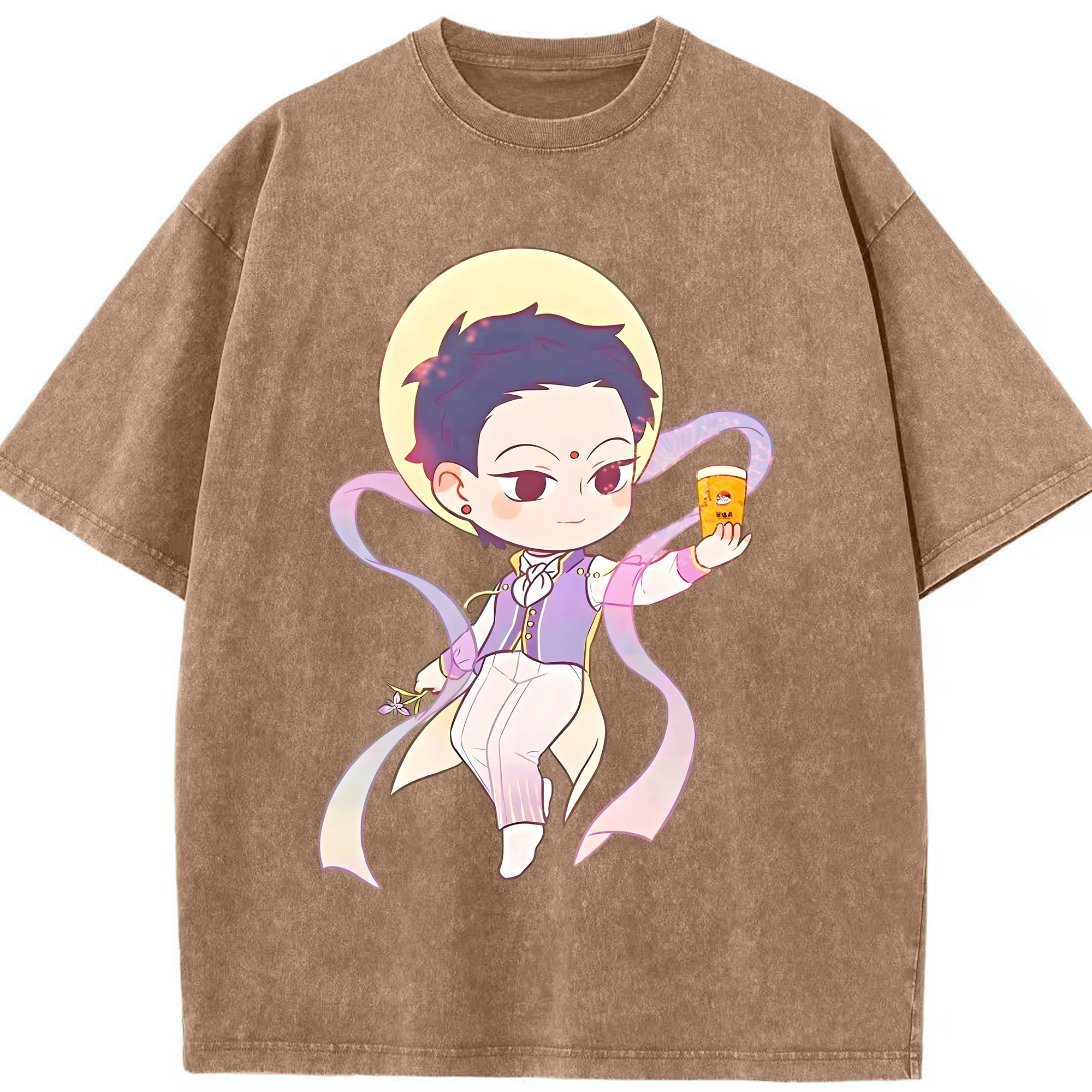 （画像用） Ne Zha 2 ナタ 魔童の大暴れ 綿100% ヴィンテージ風 半袖Tシャツ（フロントプリント）