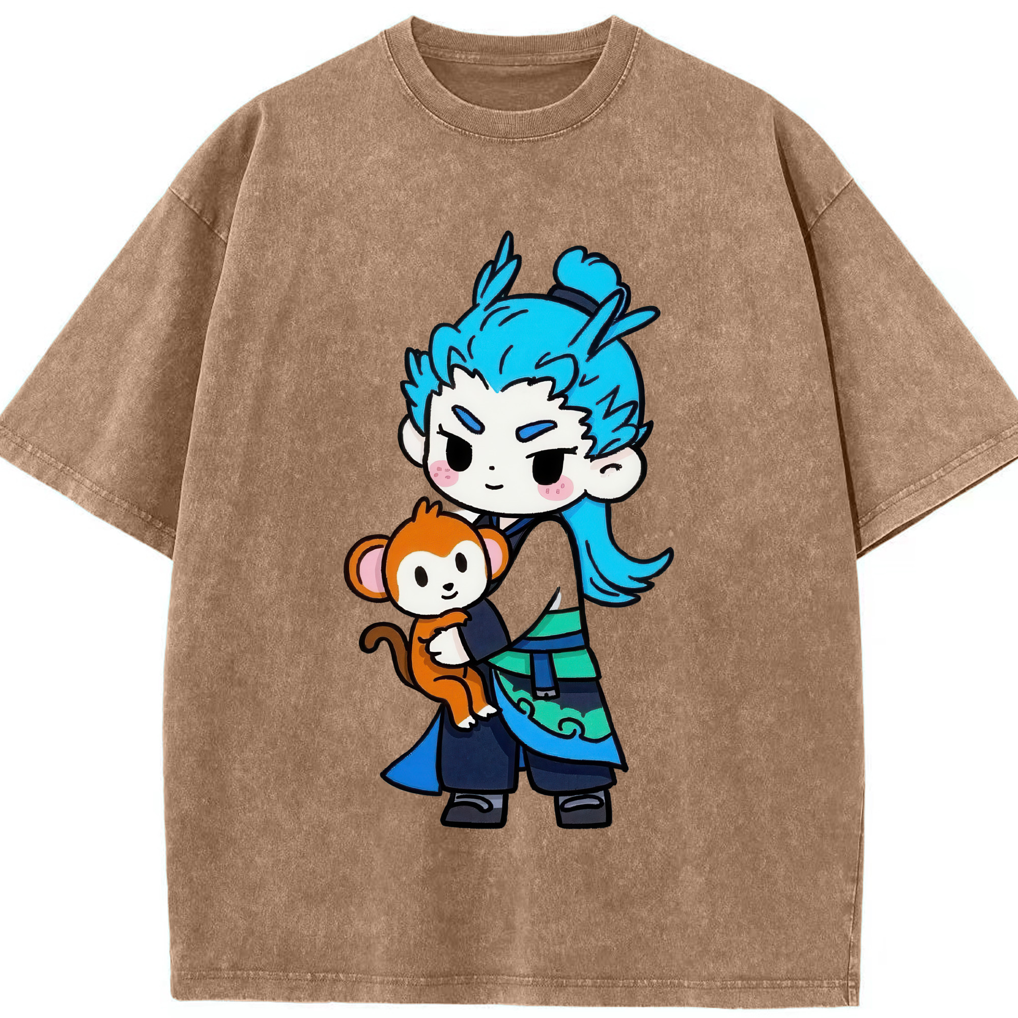 （画像用） Ne Zha 2 ナタ 魔童の大暴れ 綿100% ヴィンテージ風 半袖Tシャツ（フロントプリント）