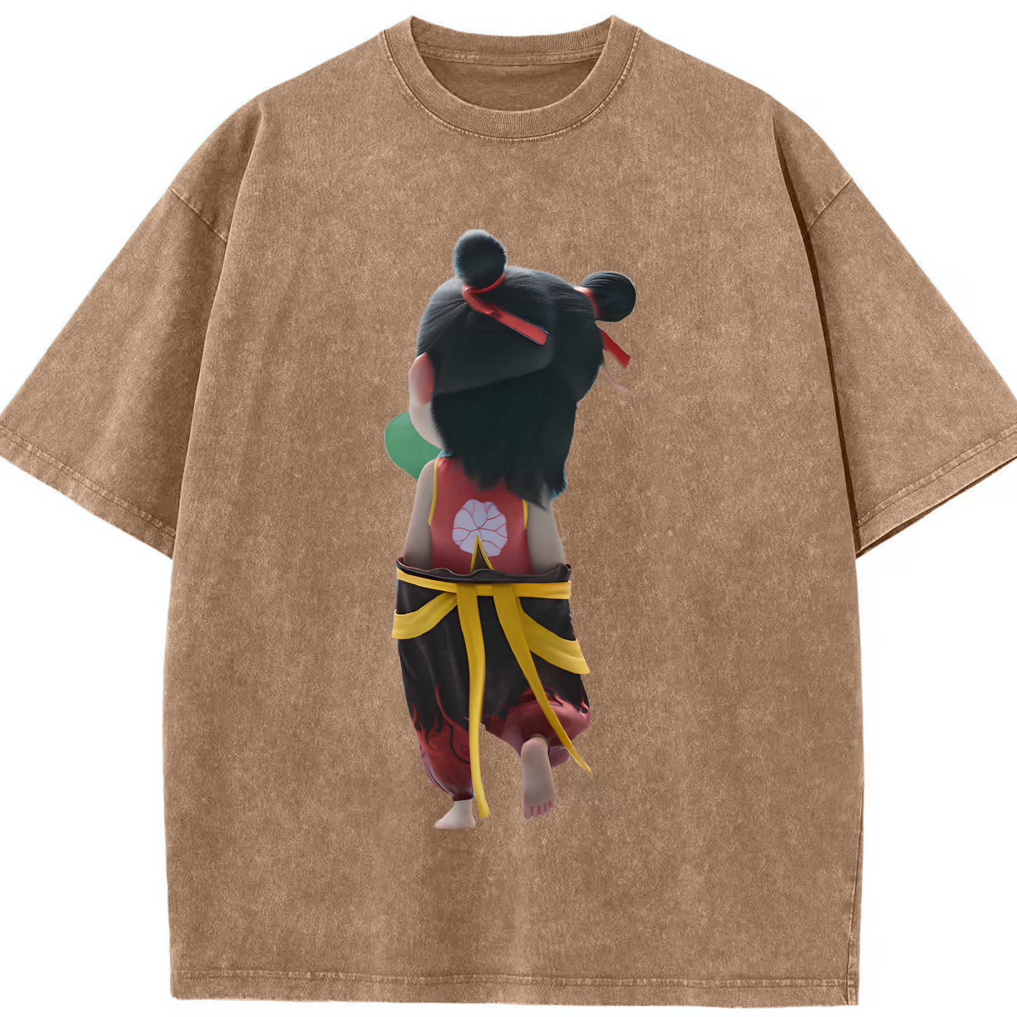 （画像用） Ne Zha 2 ナタ 魔童の大暴れ 綿100% ヴィンテージ風 半袖Tシャツ（フロントプリント）