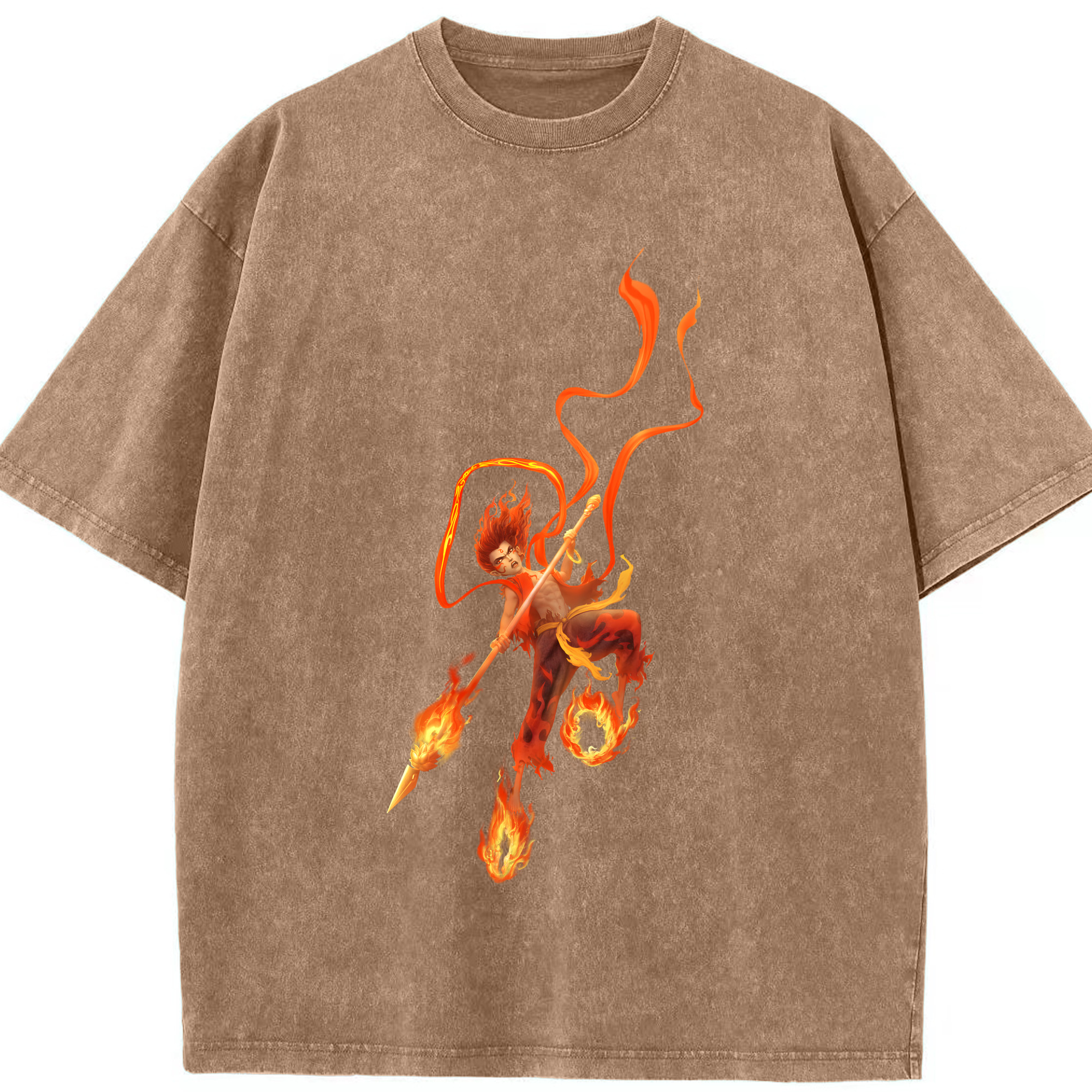 （画像用） Ne Zha 2 ナタ 魔童の大暴れ 綿100% ヴィンテージ風 半袖Tシャツ（フロントプリント）