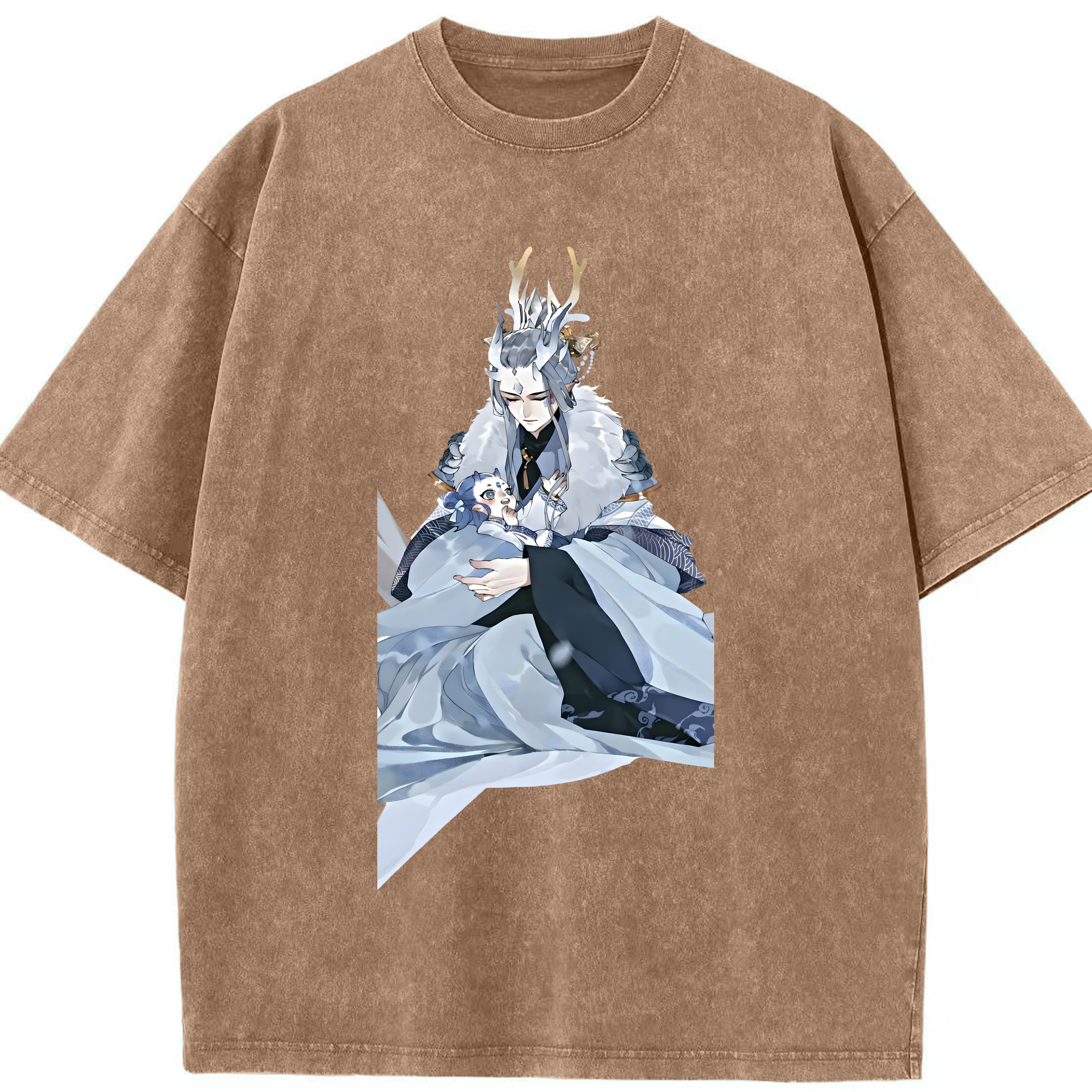 （画像用） Ne Zha 2 ナタ 魔童の大暴れ 綿100% ヴィンテージ風 半袖Tシャツ（フロントプリント）