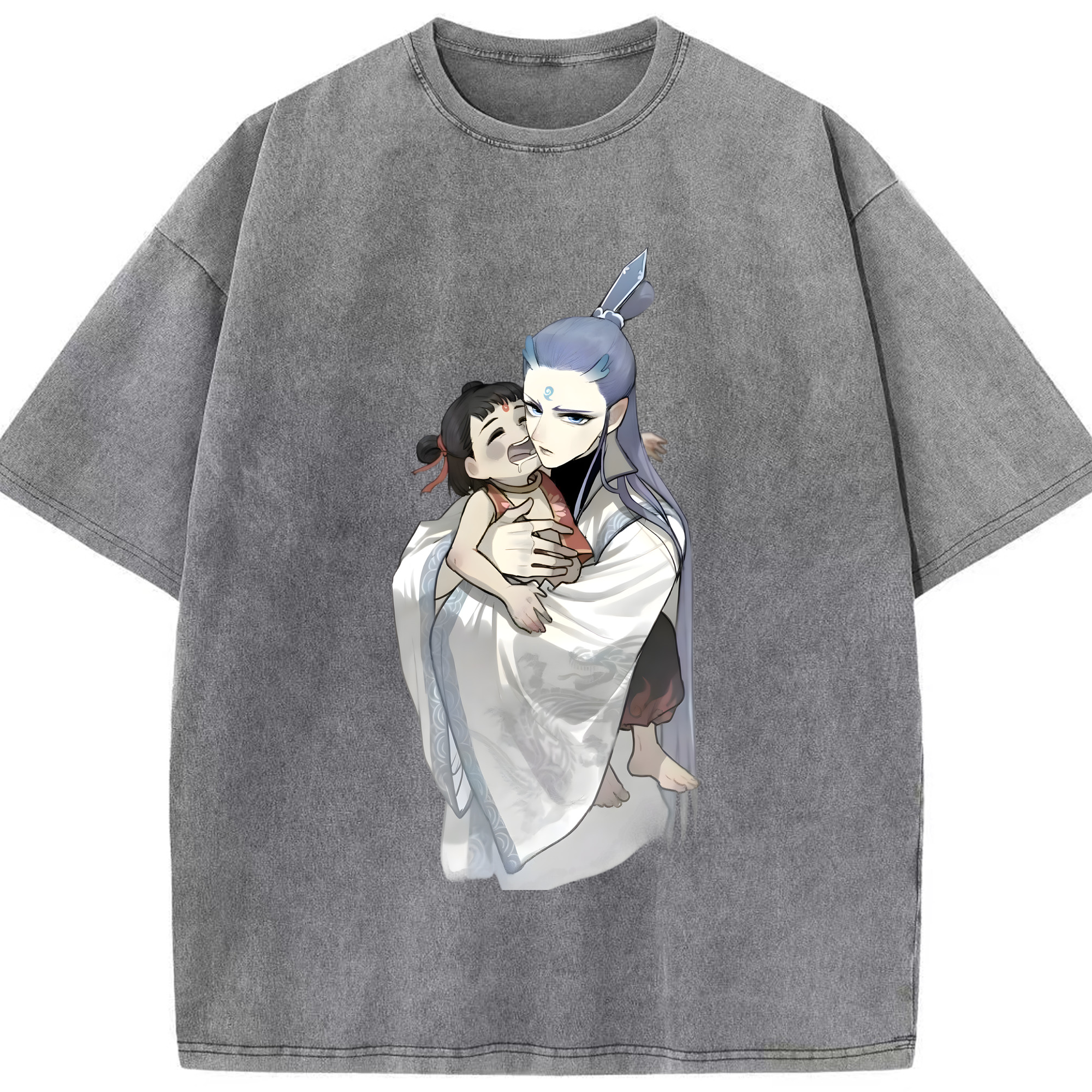 （画像用） Ne Zha 2 ナタ 魔童の大暴れ 綿100% ヴィンテージ風 半袖Tシャツ（フロントプリント）