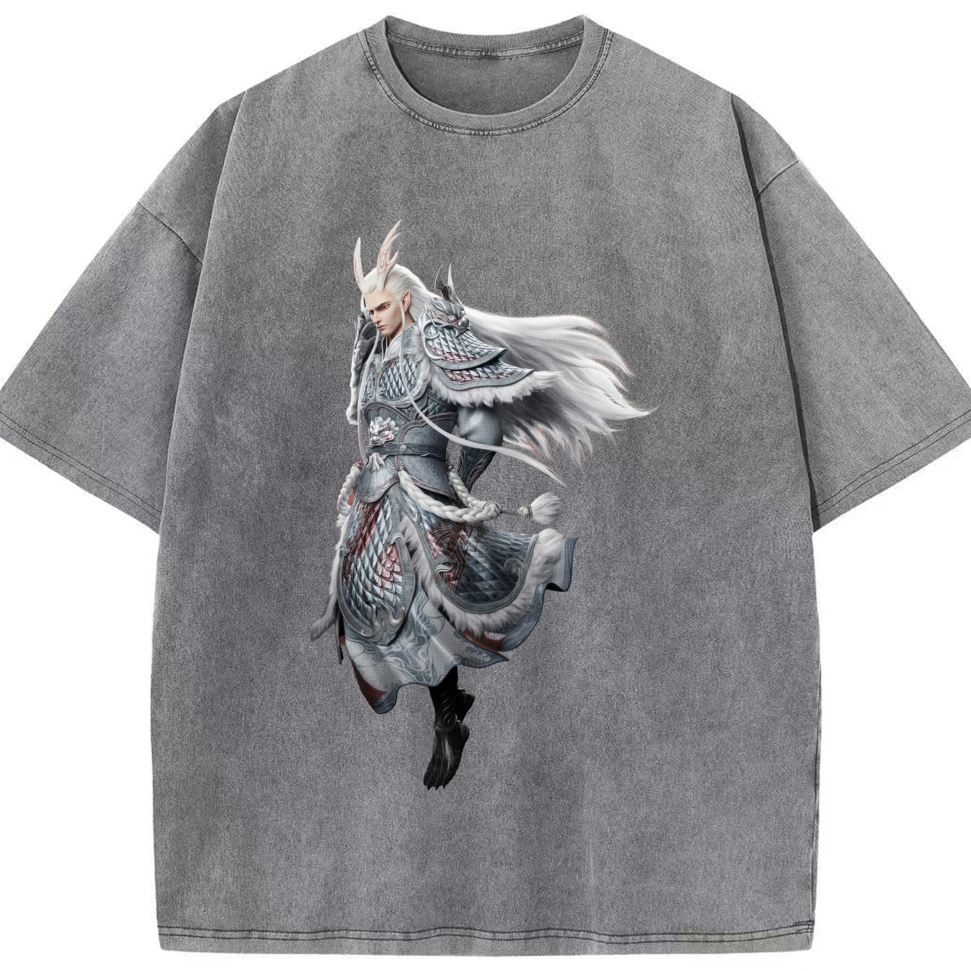 （画像用） Ne Zha 2 ナタ 魔童の大暴れ 綿100% ヴィンテージ風 半袖Tシャツ（フロントプリント）