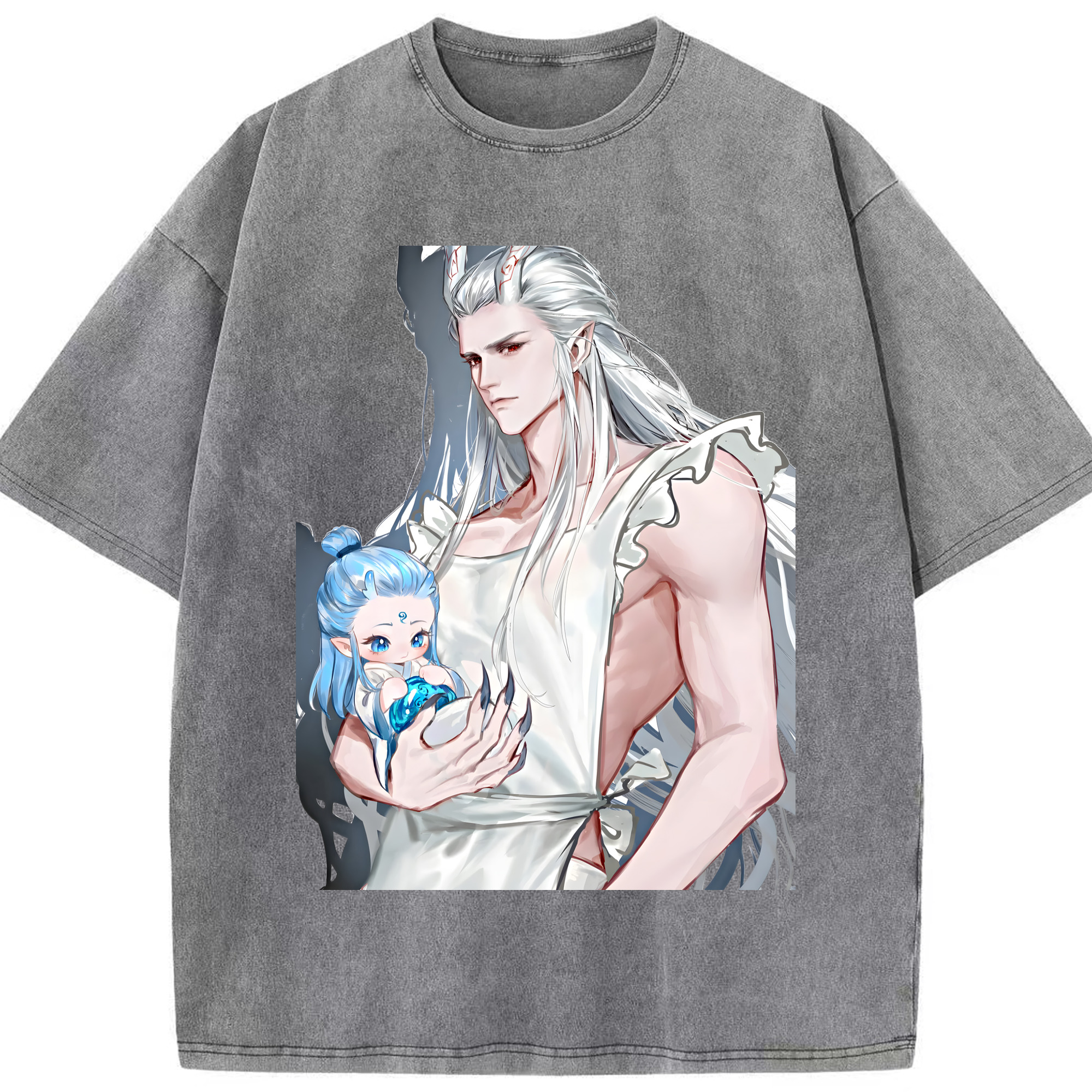 （画像用） Ne Zha 2 ナタ 魔童の大暴れ 綿100% ヴィンテージ風 半袖Tシャツ（フロントプリント）