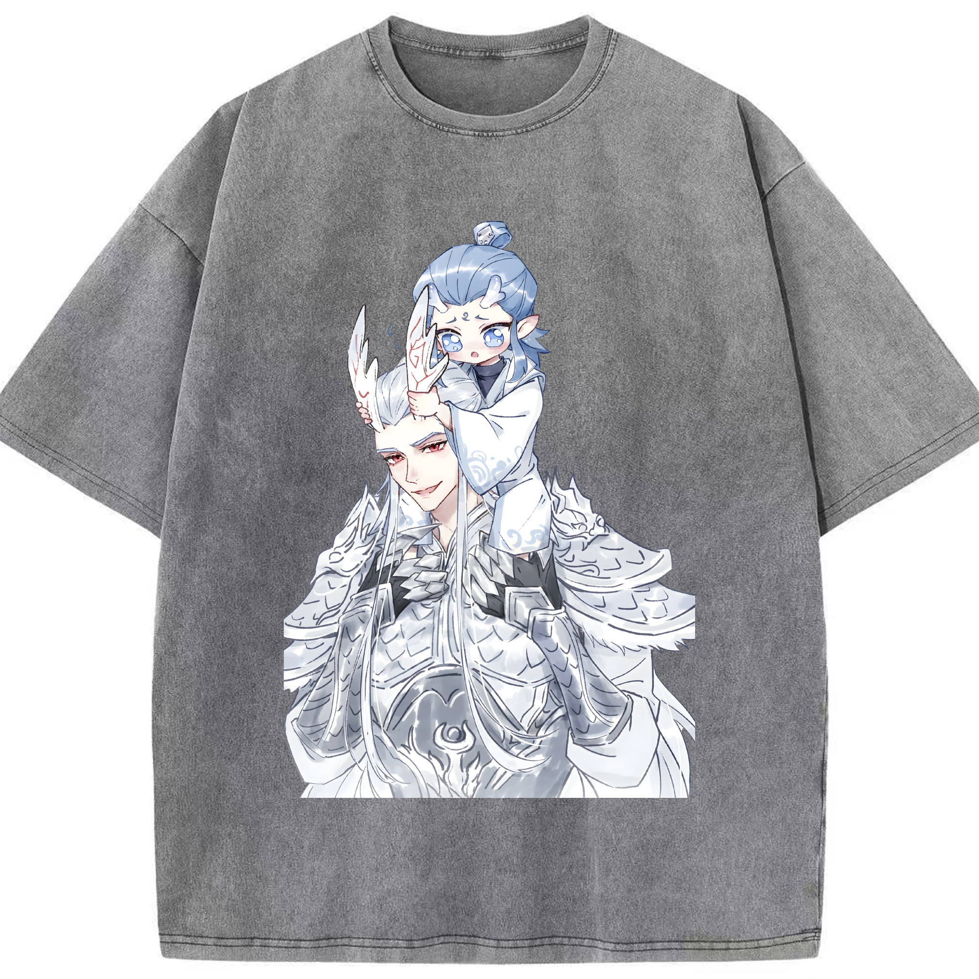 （画像用） Ne Zha 2 ナタ 魔童の大暴れ 綿100% ヴィンテージ風 半袖Tシャツ（フロントプリント）