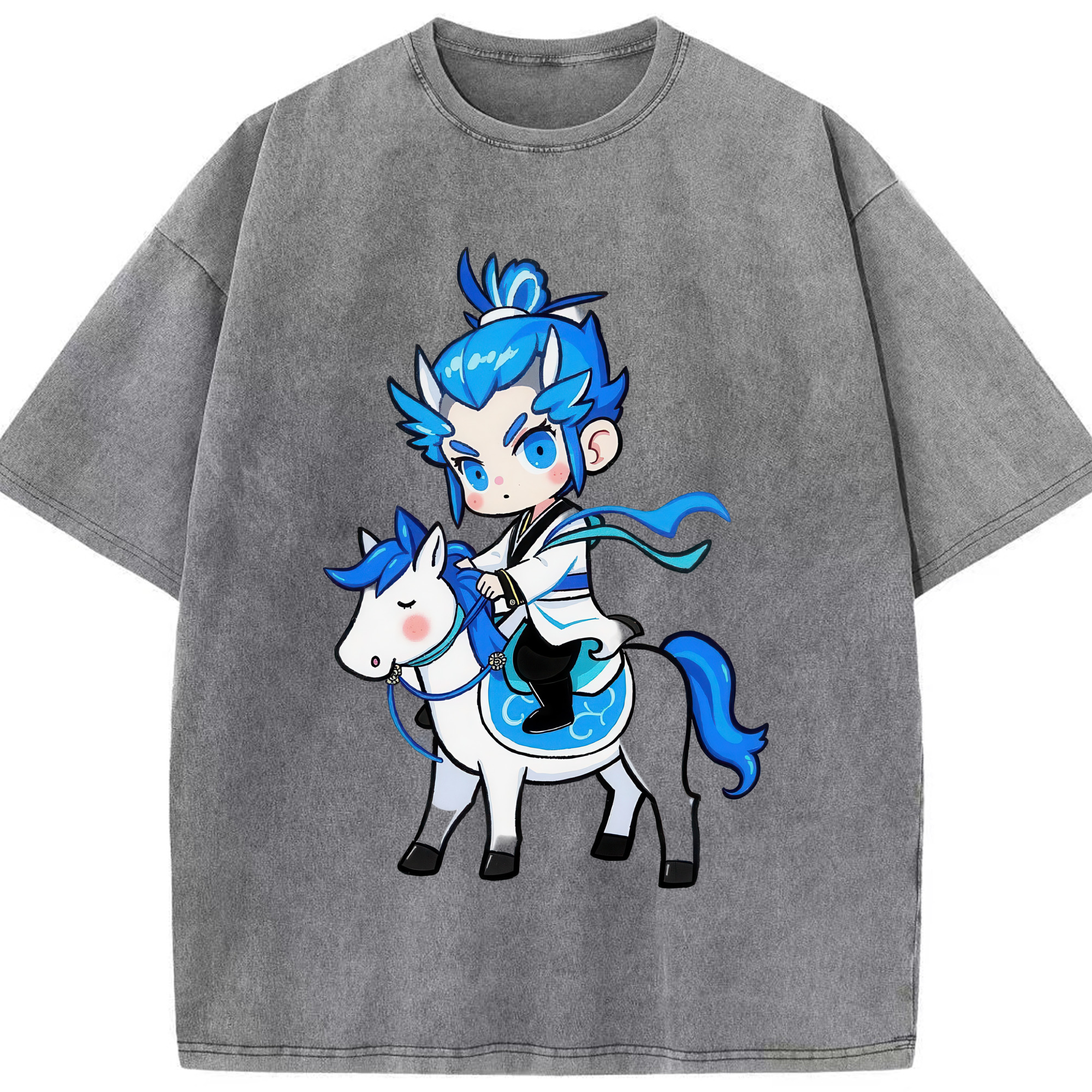（画像用） Ne Zha 2 ナタ 魔童の大暴れ 綿100% ヴィンテージ風 半袖Tシャツ（フロントプリント）