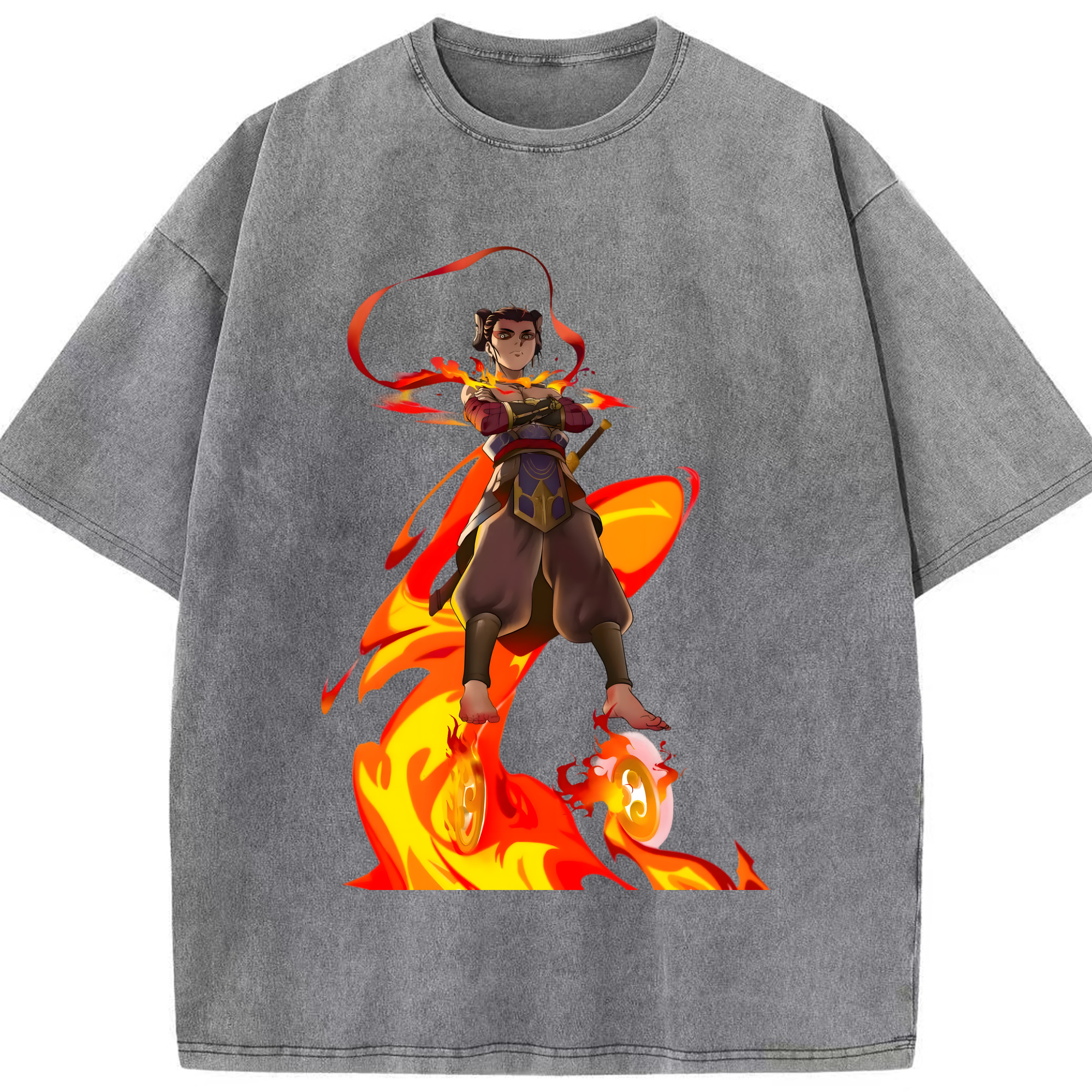 （画像用） Ne Zha 2 ナタ 魔童の大暴れ 綿100% ヴィンテージ風 半袖Tシャツ（フロントプリント）