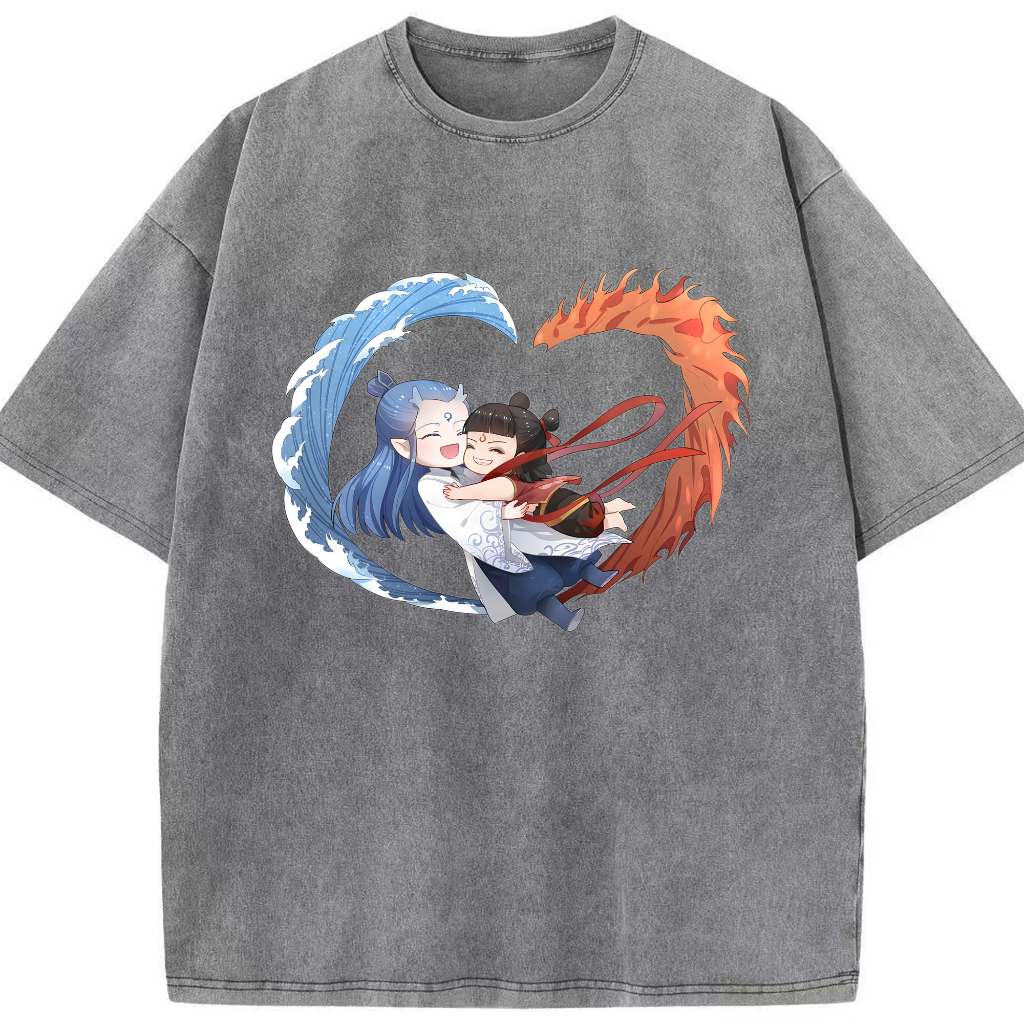 （画像用） Ne Zha 2 ナタ 魔童の大暴れ 綿100% ヴィンテージ風 半袖Tシャツ（フロントプリント）