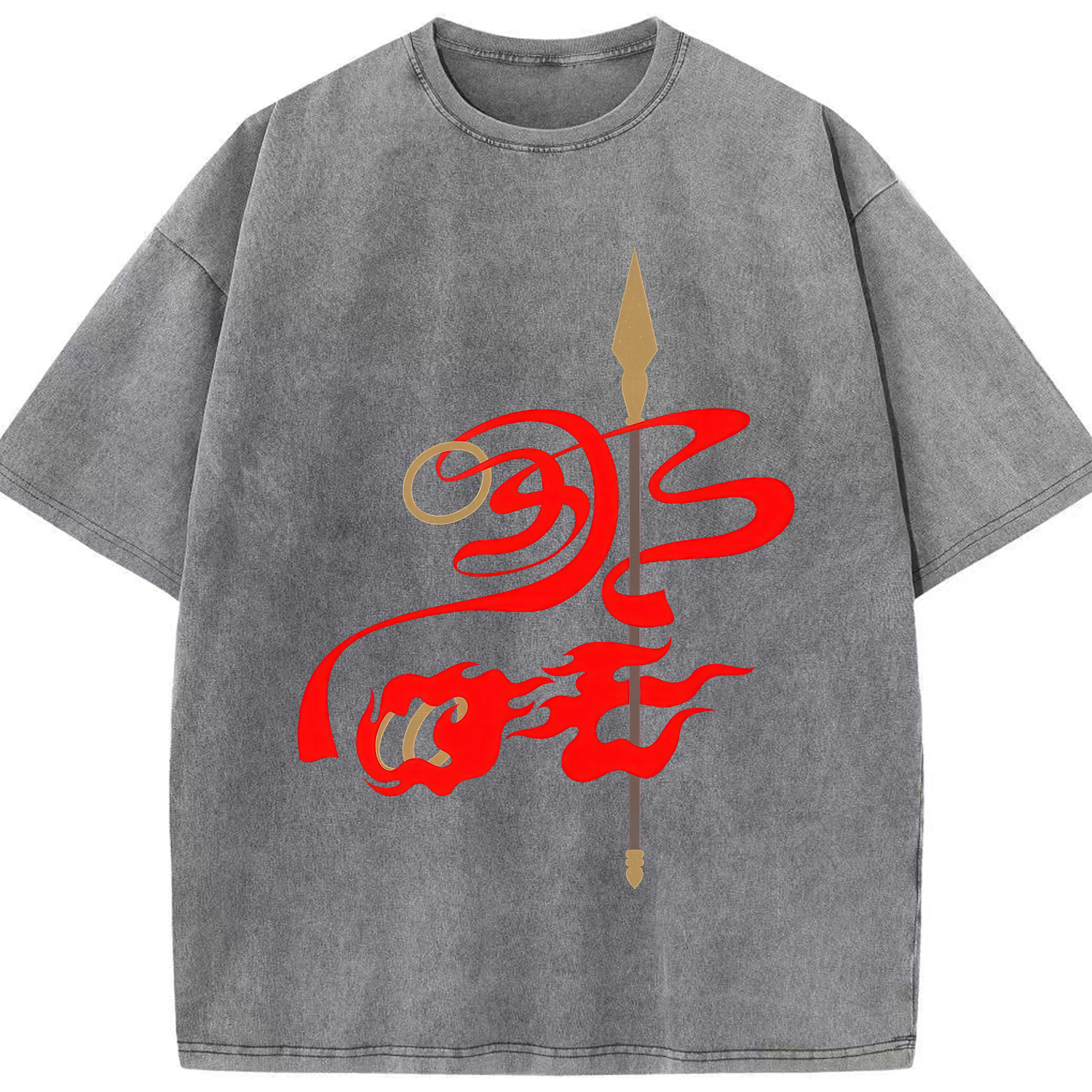 （画像用） Ne Zha 2 ナタ 魔童の大暴れ 綿100% ヴィンテージ風 半袖Tシャツ（フロントプリント）