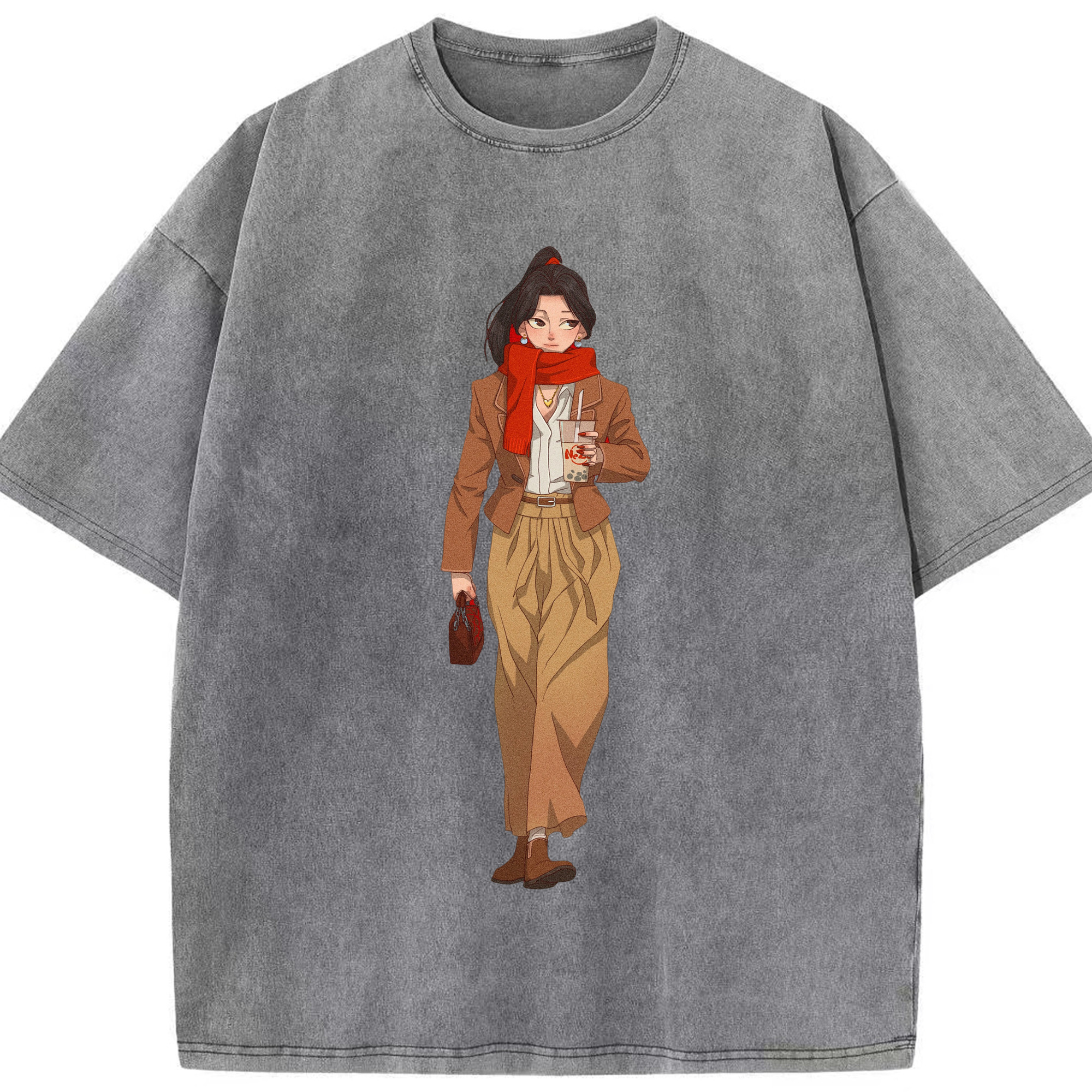 （画像用） Ne Zha 2 ナタ 魔童の大暴れ 綿100% ヴィンテージ風 半袖Tシャツ（フロントプリント）