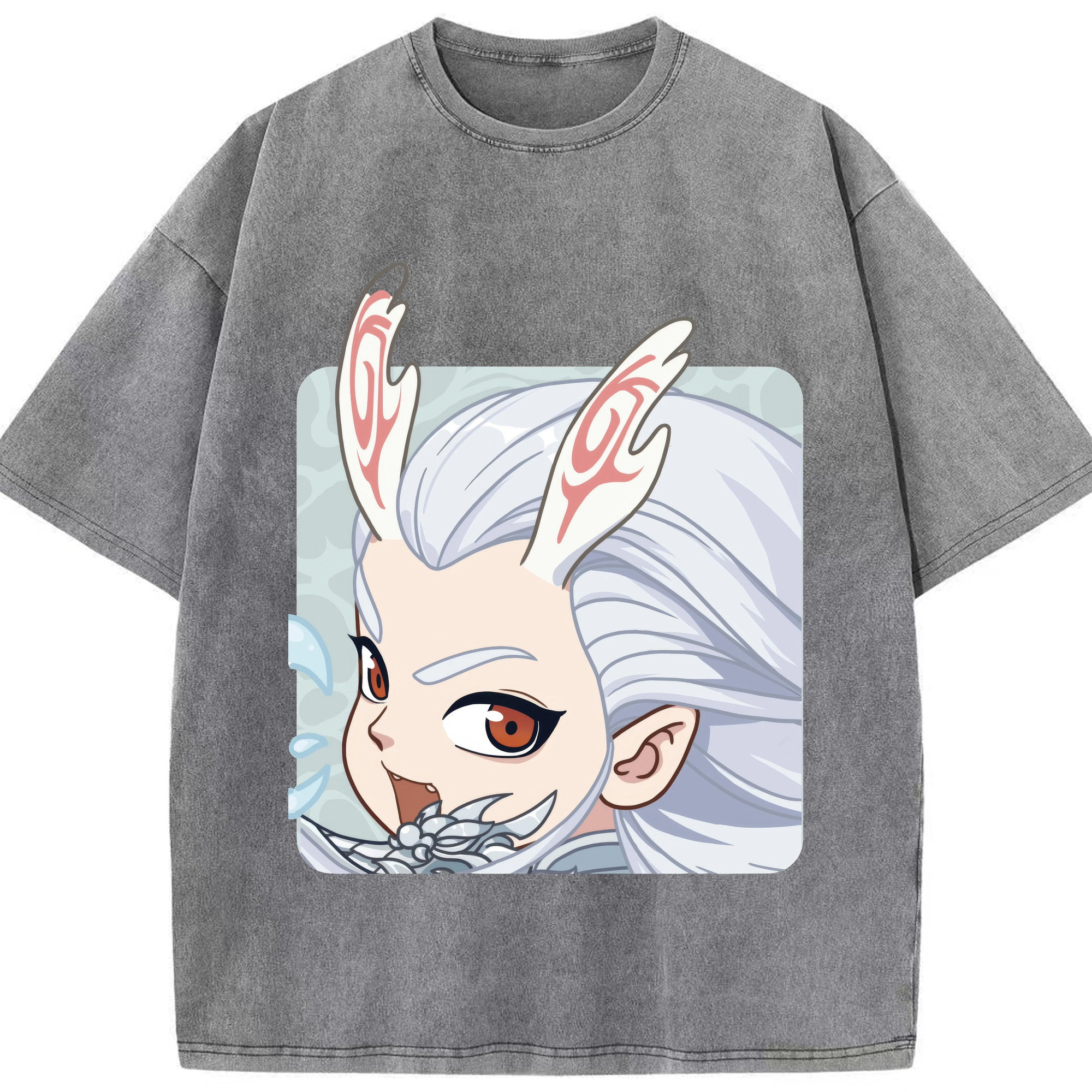 （画像用） Ne Zha 2 ナタ 魔童の大暴れ 綿100% ヴィンテージ風 半袖Tシャツ（フロントプリント）