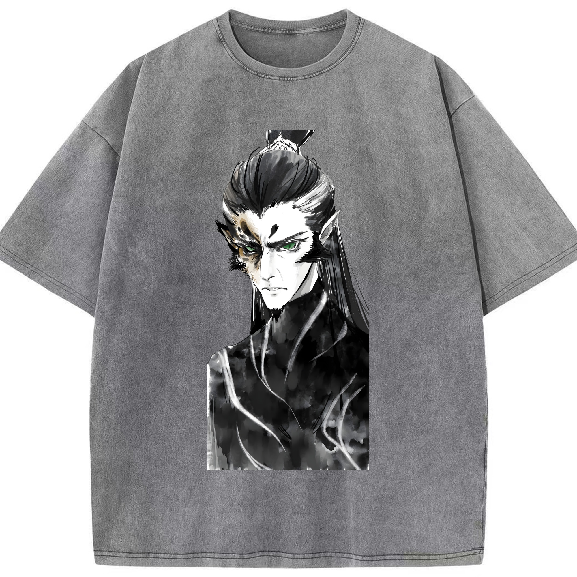 （画像用） Ne Zha 2 ナタ 魔童の大暴れ 綿100% ヴィンテージ風 半袖Tシャツ（フロントプリント）