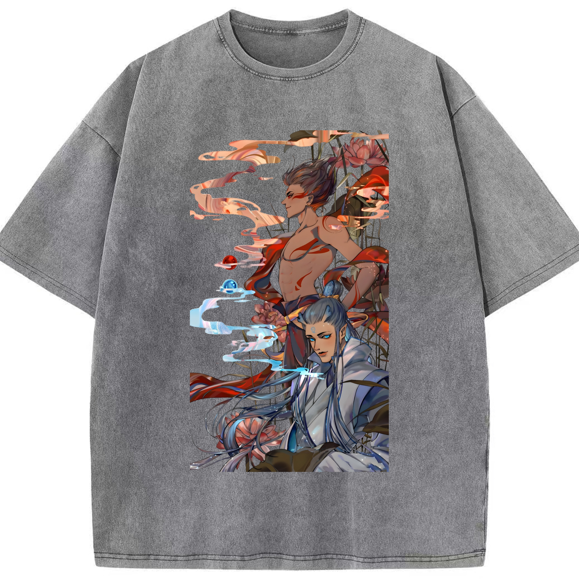 （画像用） Ne Zha 2 ナタ 魔童の大暴れ 綿100% ヴィンテージ風 半袖Tシャツ（フロントプリント）
