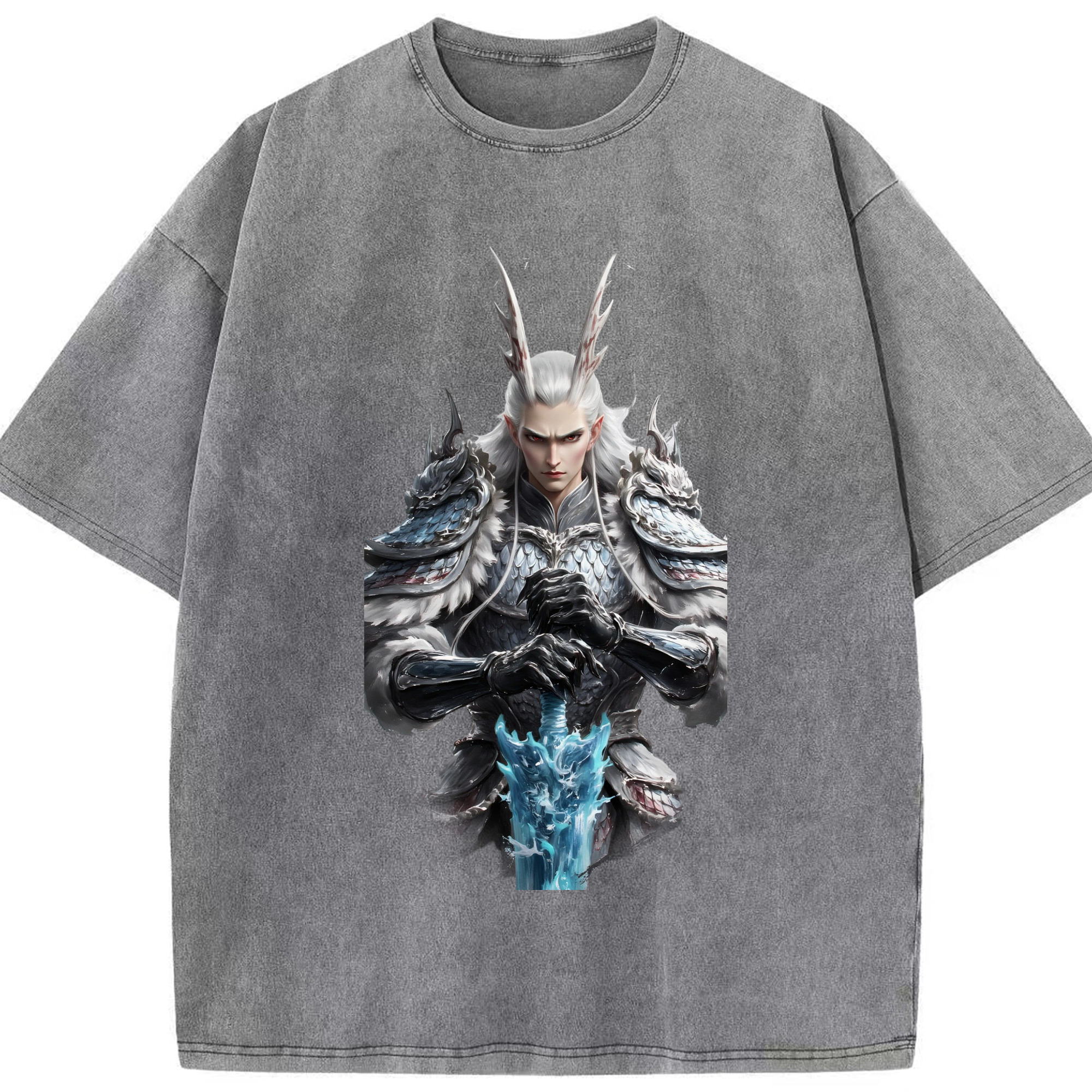 （画像用） Ne Zha 2 ナタ 魔童の大暴れ 綿100% ヴィンテージ風 半袖Tシャツ（フロントプリント）