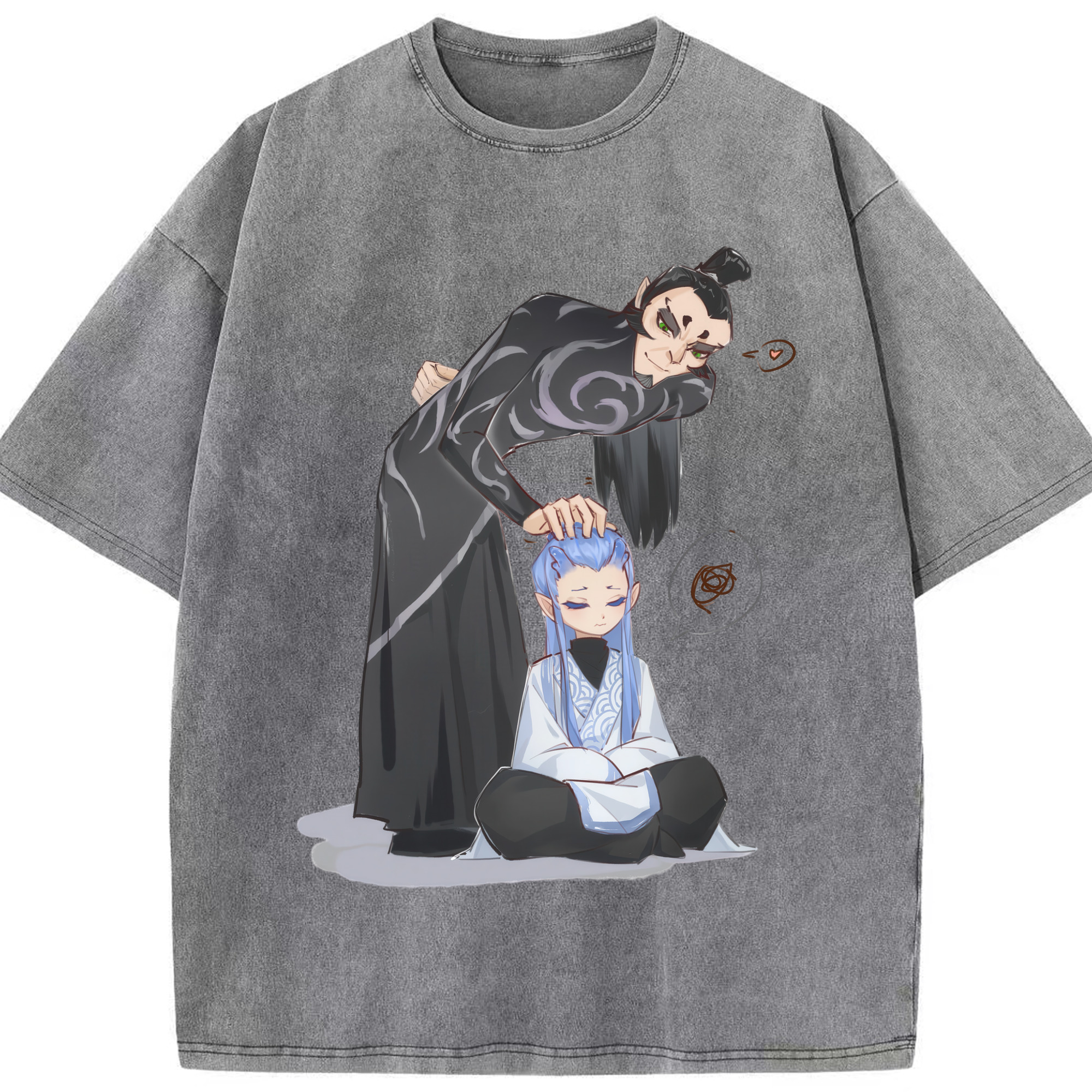 （画像用） Ne Zha 2 ナタ 魔童の大暴れ 綿100% ヴィンテージ風 半袖Tシャツ（フロントプリント）