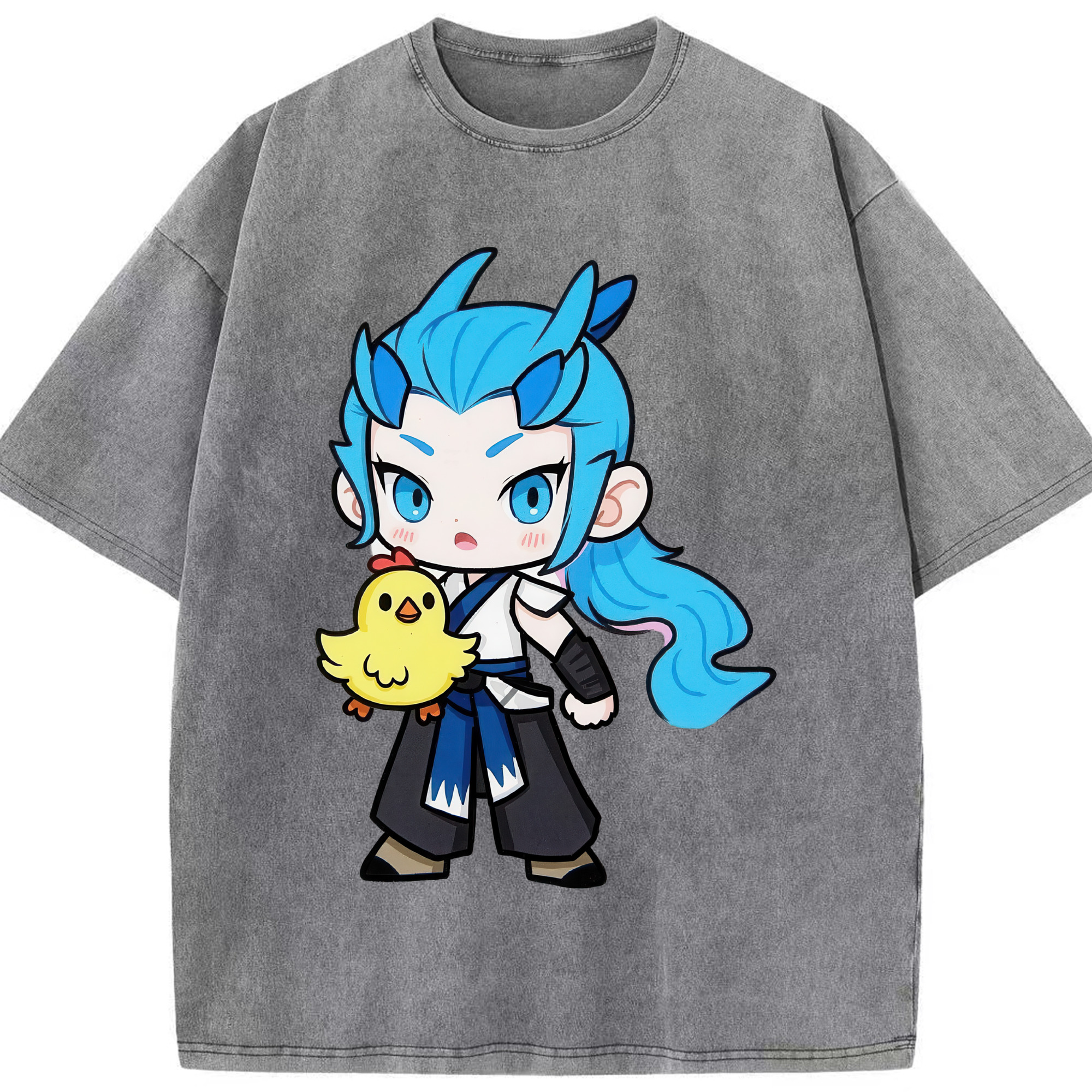 （画像用） Ne Zha 2 ナタ 魔童の大暴れ 綿100% ヴィンテージ風 半袖Tシャツ（フロントプリント）