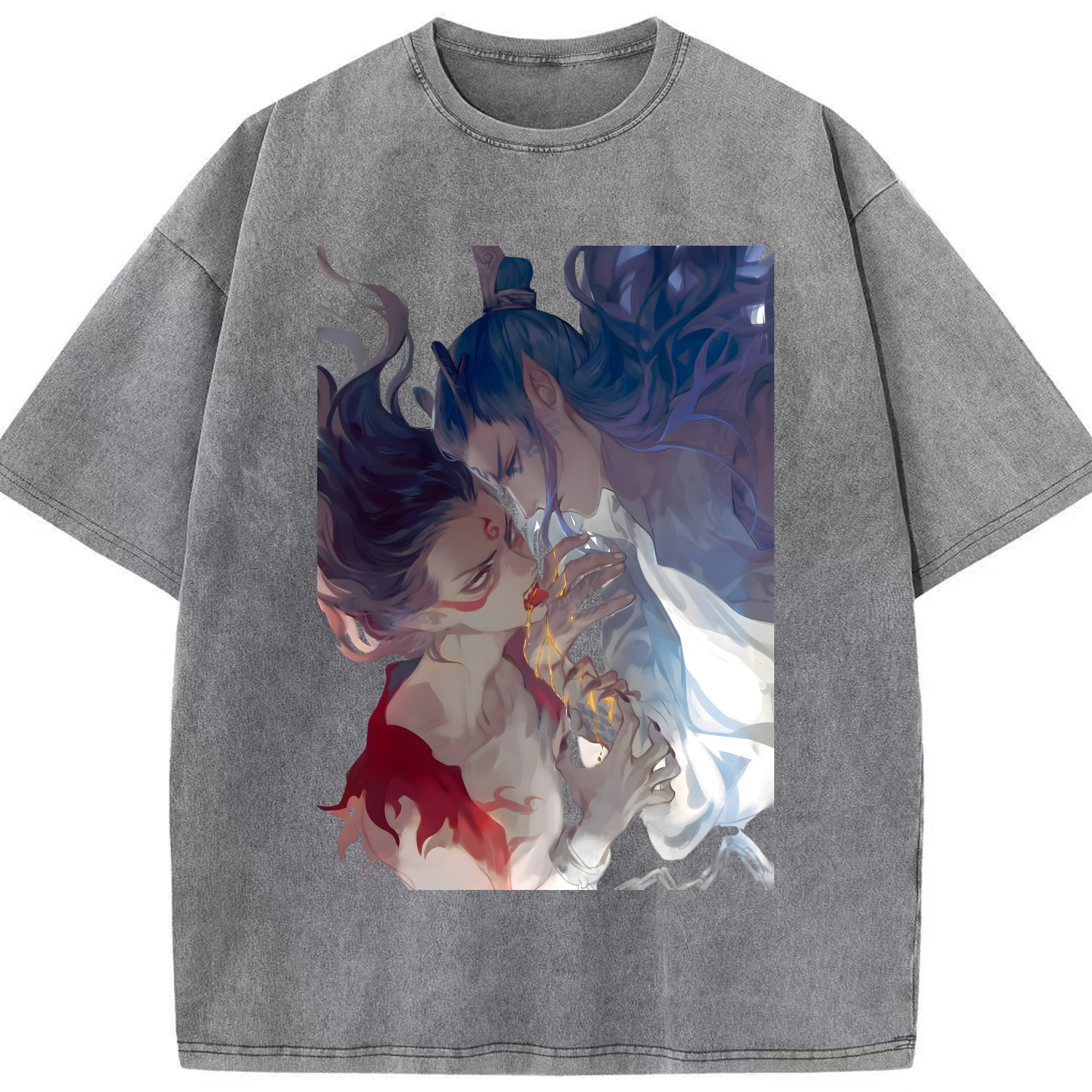 （画像用） Ne Zha 2 ナタ 魔童の大暴れ 綿100% ヴィンテージ風 半袖Tシャツ（フロントプリント）