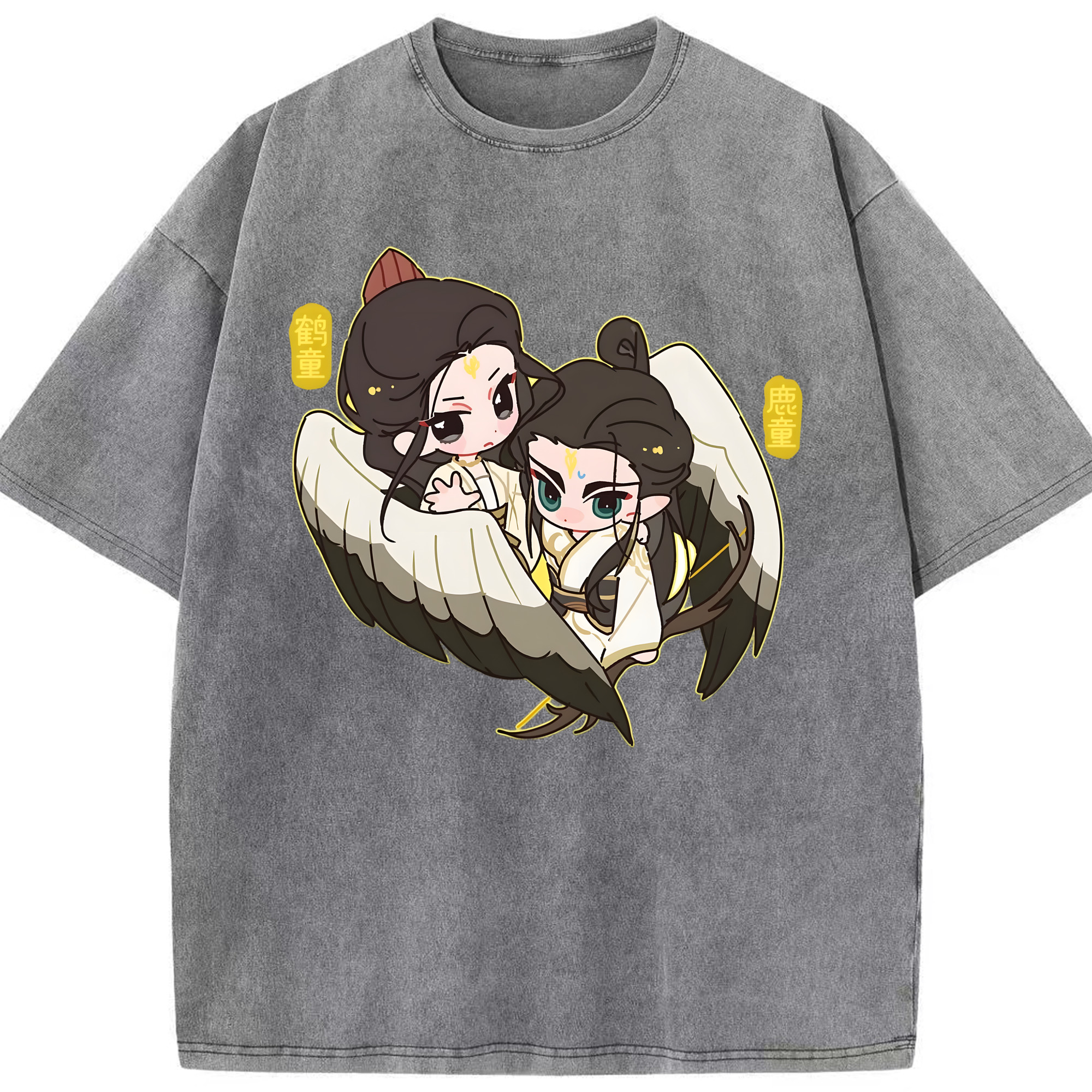 （画像用） Ne Zha 2 ナタ 魔童の大暴れ 綿100% ヴィンテージ風 半袖Tシャツ（フロントプリント）