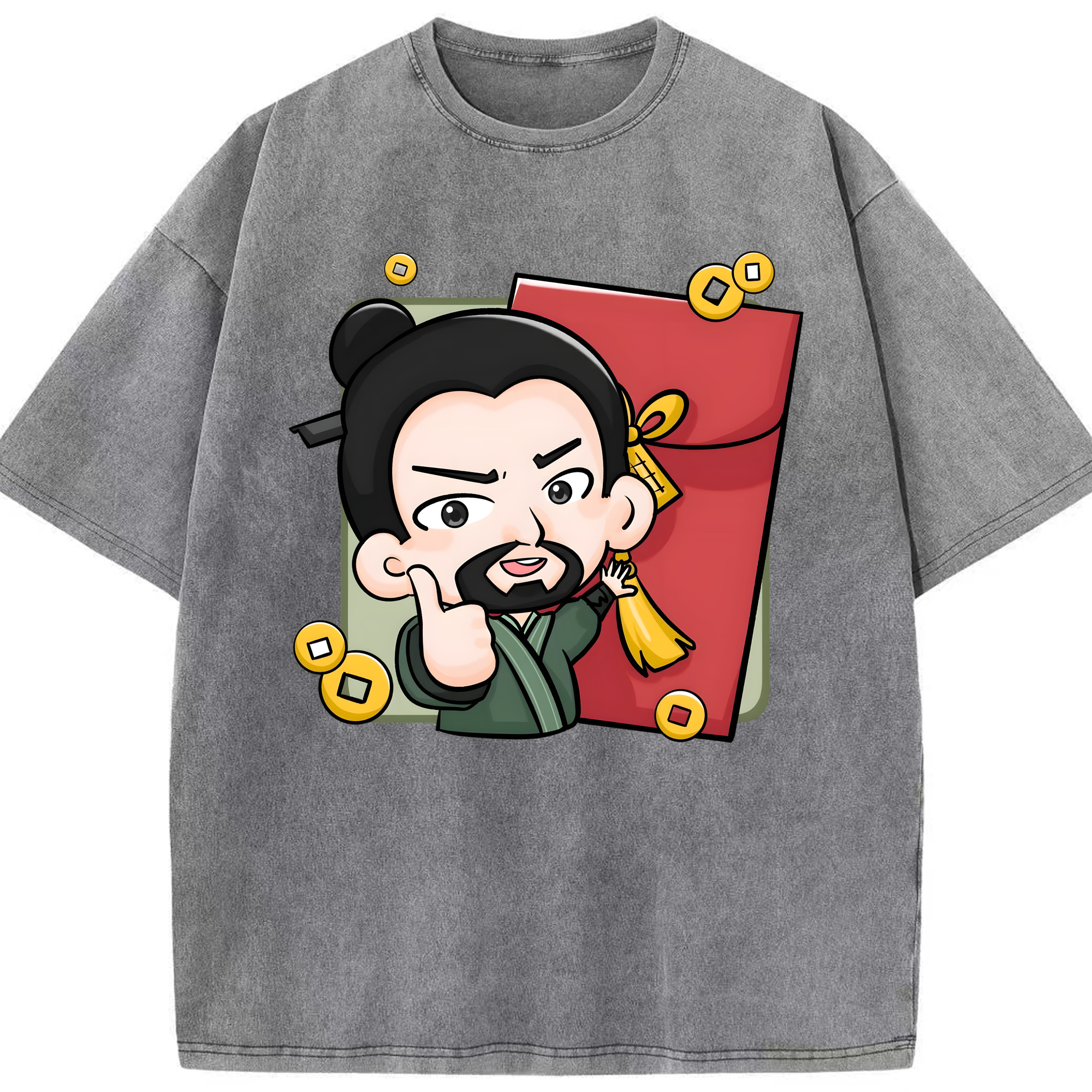 （画像用） Ne Zha 2 ナタ 魔童の大暴れ 綿100% ヴィンテージ風 半袖Tシャツ（フロントプリント）