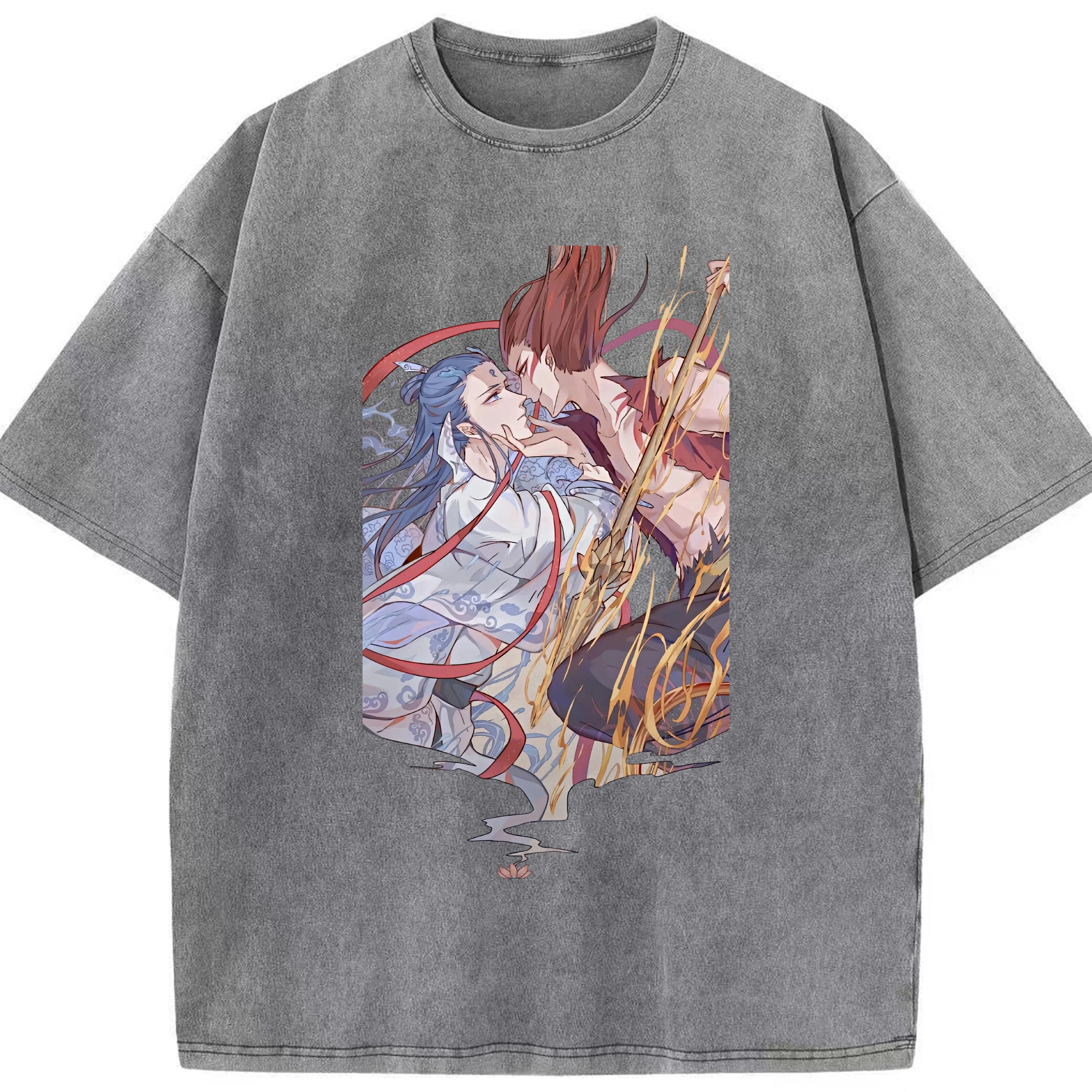 （画像用） Ne Zha 2 ナタ 魔童の大暴れ 綿100% ヴィンテージ風 半袖Tシャツ（フロントプリント）