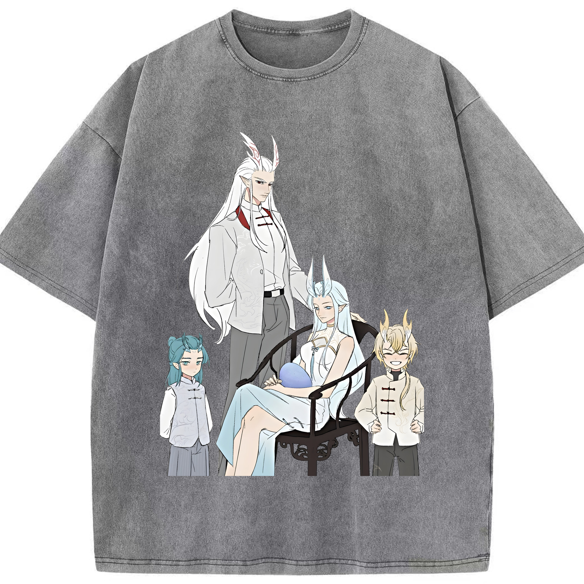 （画像用） Ne Zha 2 ナタ 魔童の大暴れ 綿100% ヴィンテージ風 半袖Tシャツ（フロントプリント）