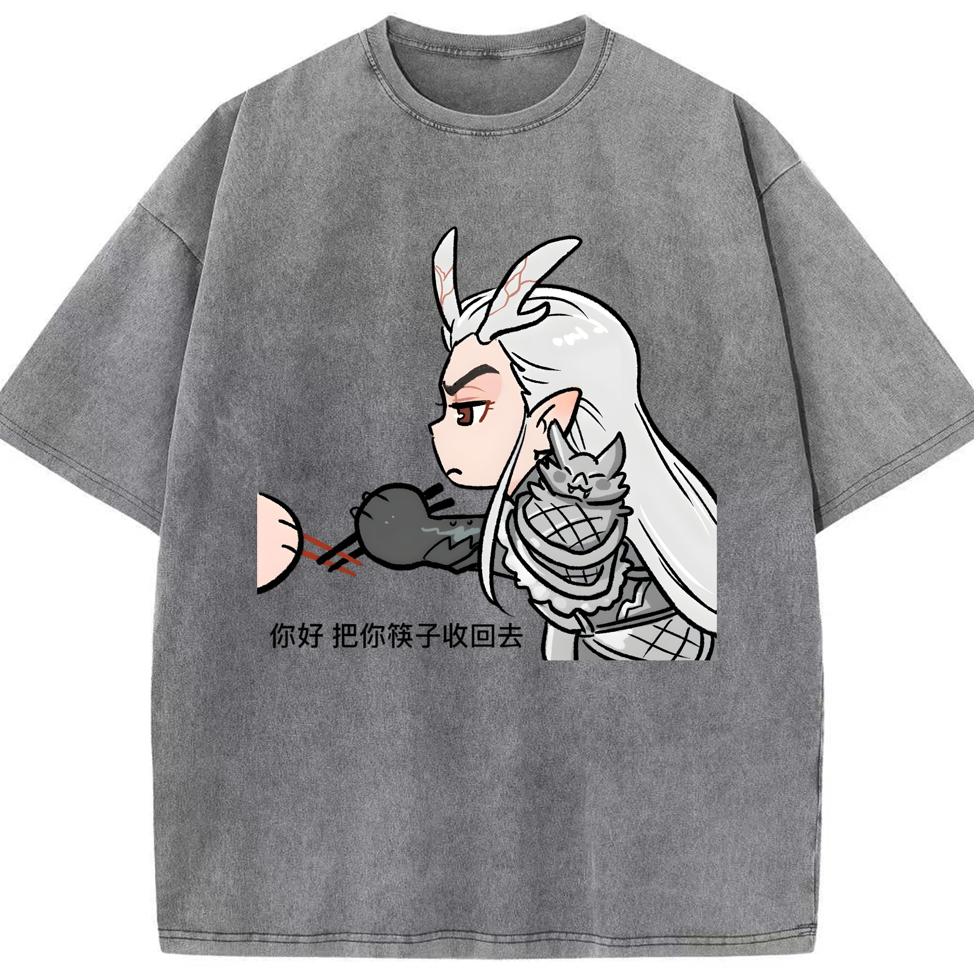 （画像用） Ne Zha 2 ナタ 魔童の大暴れ 綿100% ヴィンテージ風 半袖Tシャツ（フロントプリント）