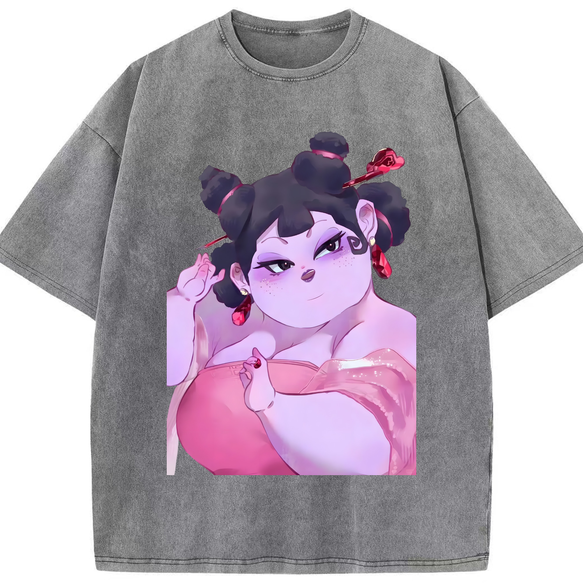 （画像用） Ne Zha 2 ナタ 魔童の大暴れ 綿100% ヴィンテージ風 半袖Tシャツ（フロントプリント）