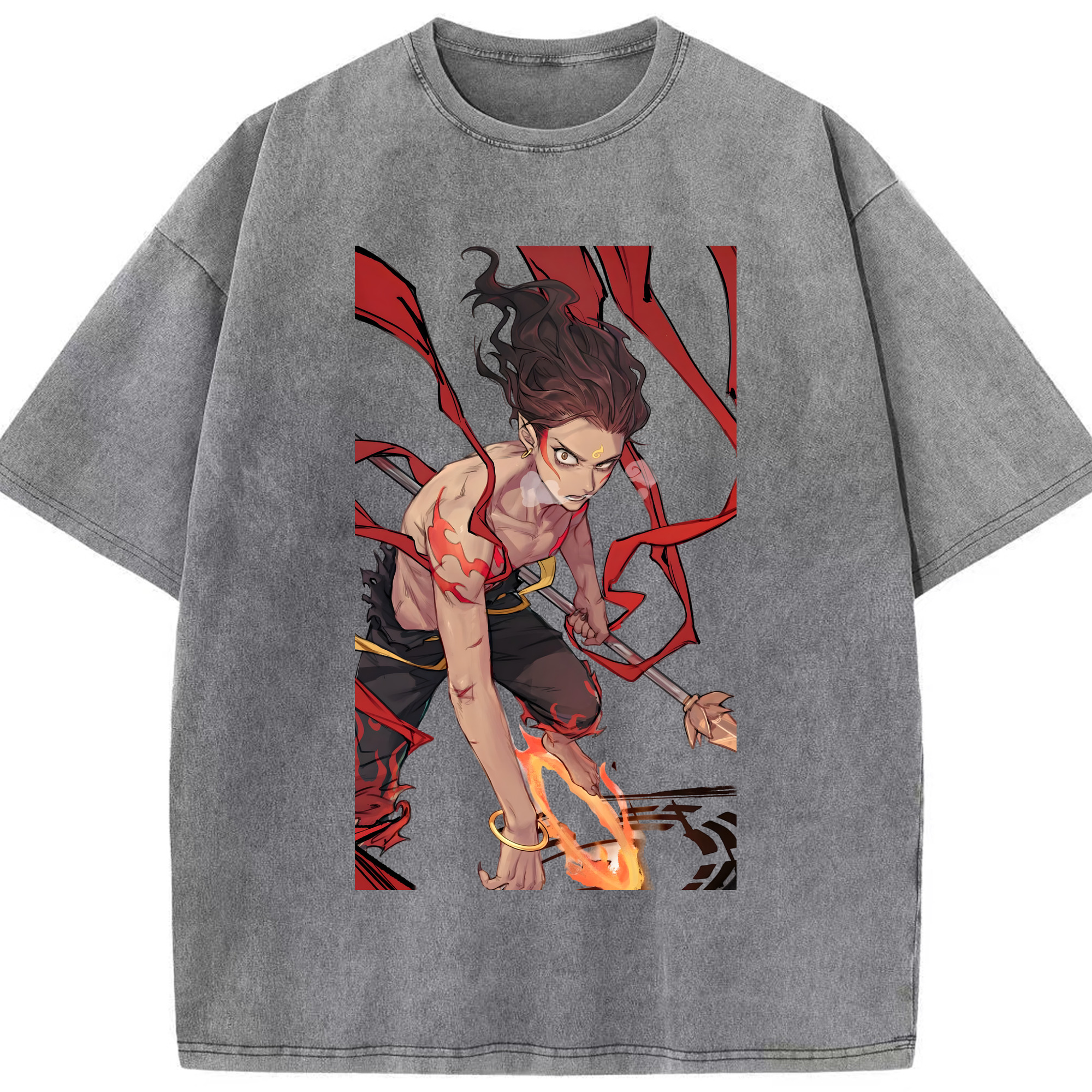 （画像用） Ne Zha 2 ナタ 魔童の大暴れ 綿100% ヴィンテージ風 半袖Tシャツ（フロントプリント）