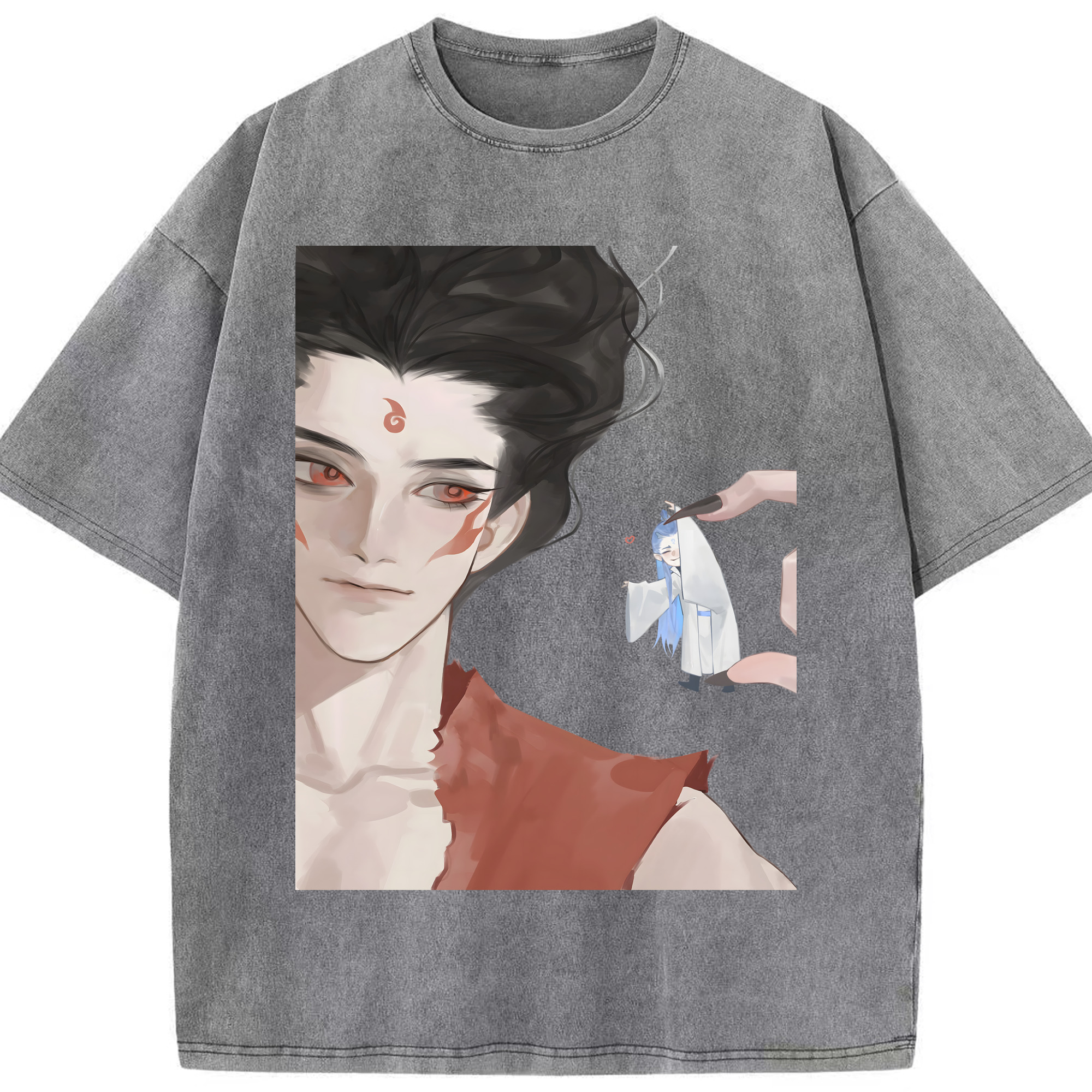 （画像用） Ne Zha 2 ナタ 魔童の大暴れ 綿100% ヴィンテージ風 半袖Tシャツ（フロントプリント）