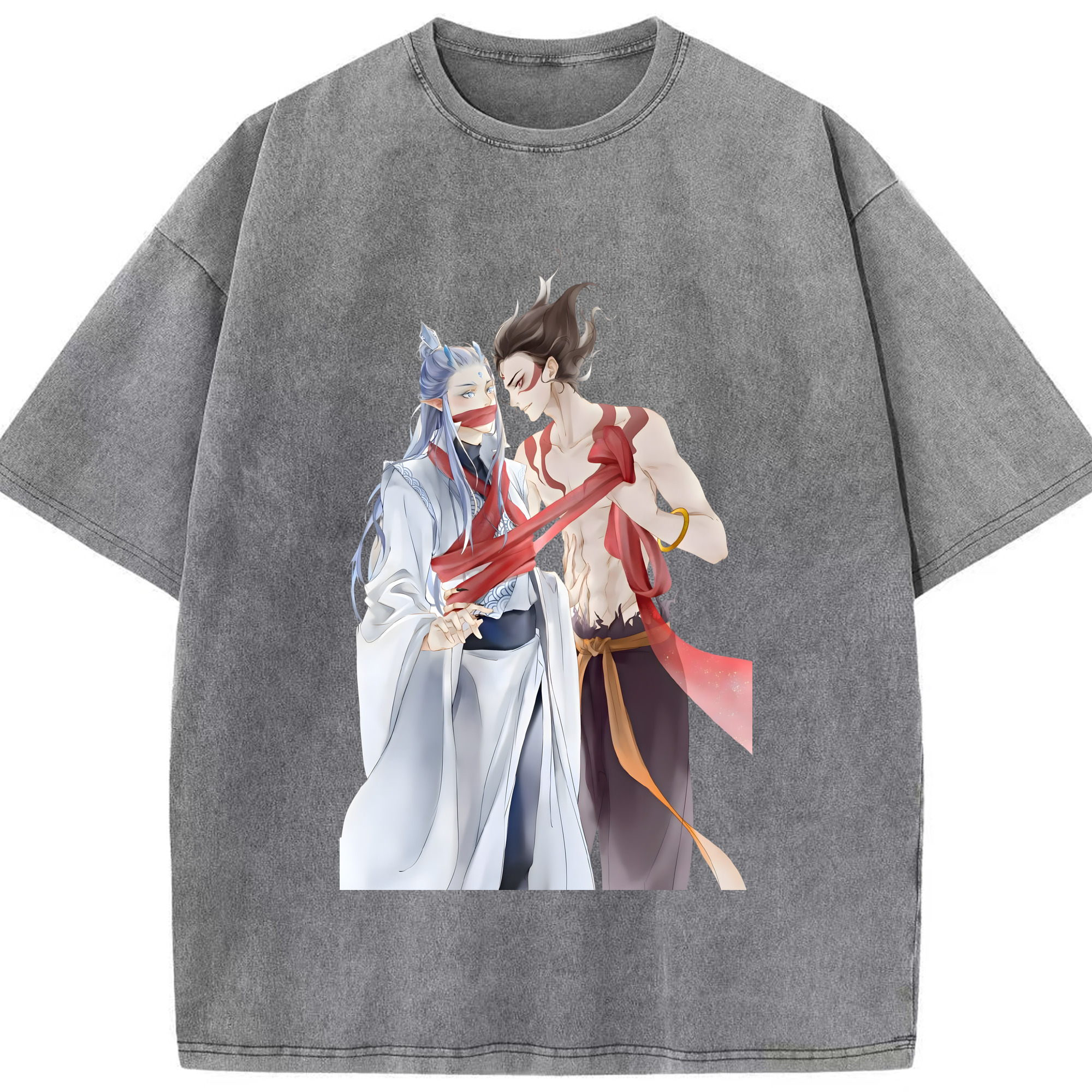 （画像用） Ne Zha 2 ナタ 魔童の大暴れ 綿100% ヴィンテージ風 半袖Tシャツ（フロントプリント）