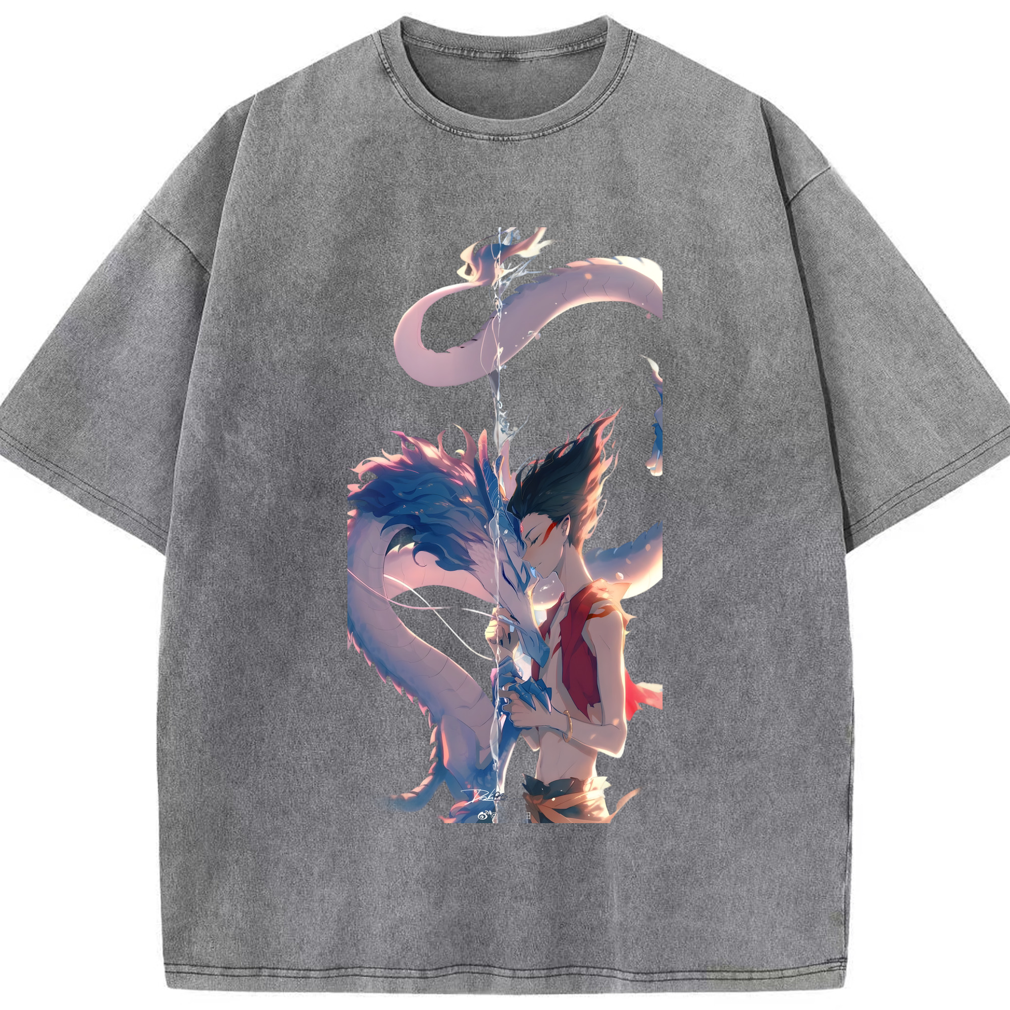 （画像用） Ne Zha 2 ナタ 魔童の大暴れ 綿100% ヴィンテージ風 半袖Tシャツ（フロントプリント）