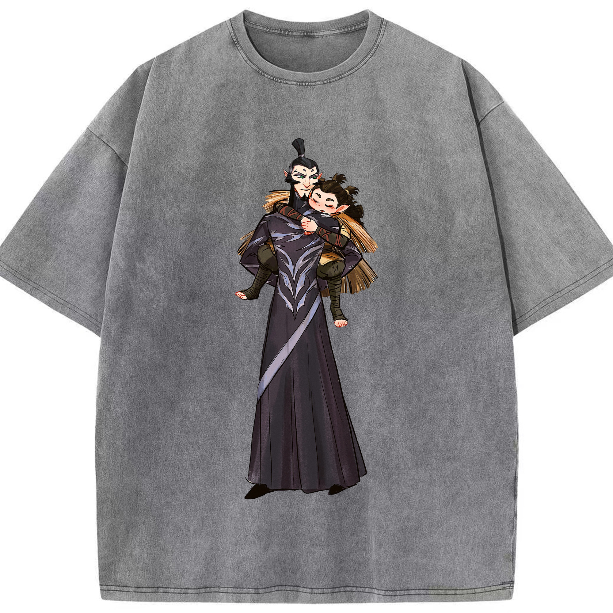 （画像用） Ne Zha 2 ナタ 魔童の大暴れ 綿100% ヴィンテージ風 半袖Tシャツ（フロントプリント）