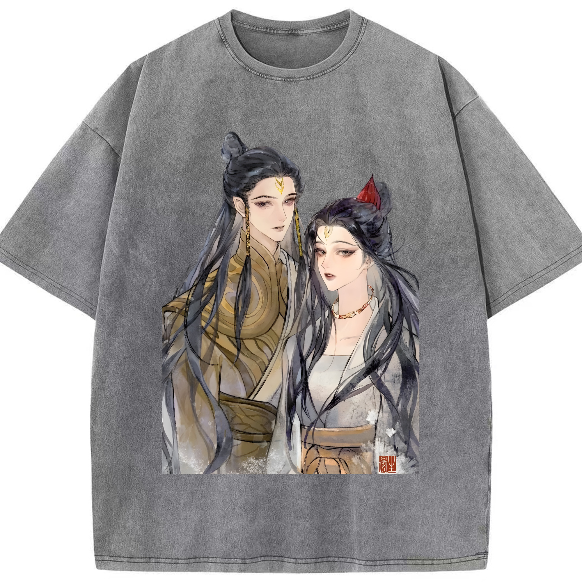 （画像用） Ne Zha 2 ナタ 魔童の大暴れ 綿100% ヴィンテージ風 半袖Tシャツ（フロントプリント）