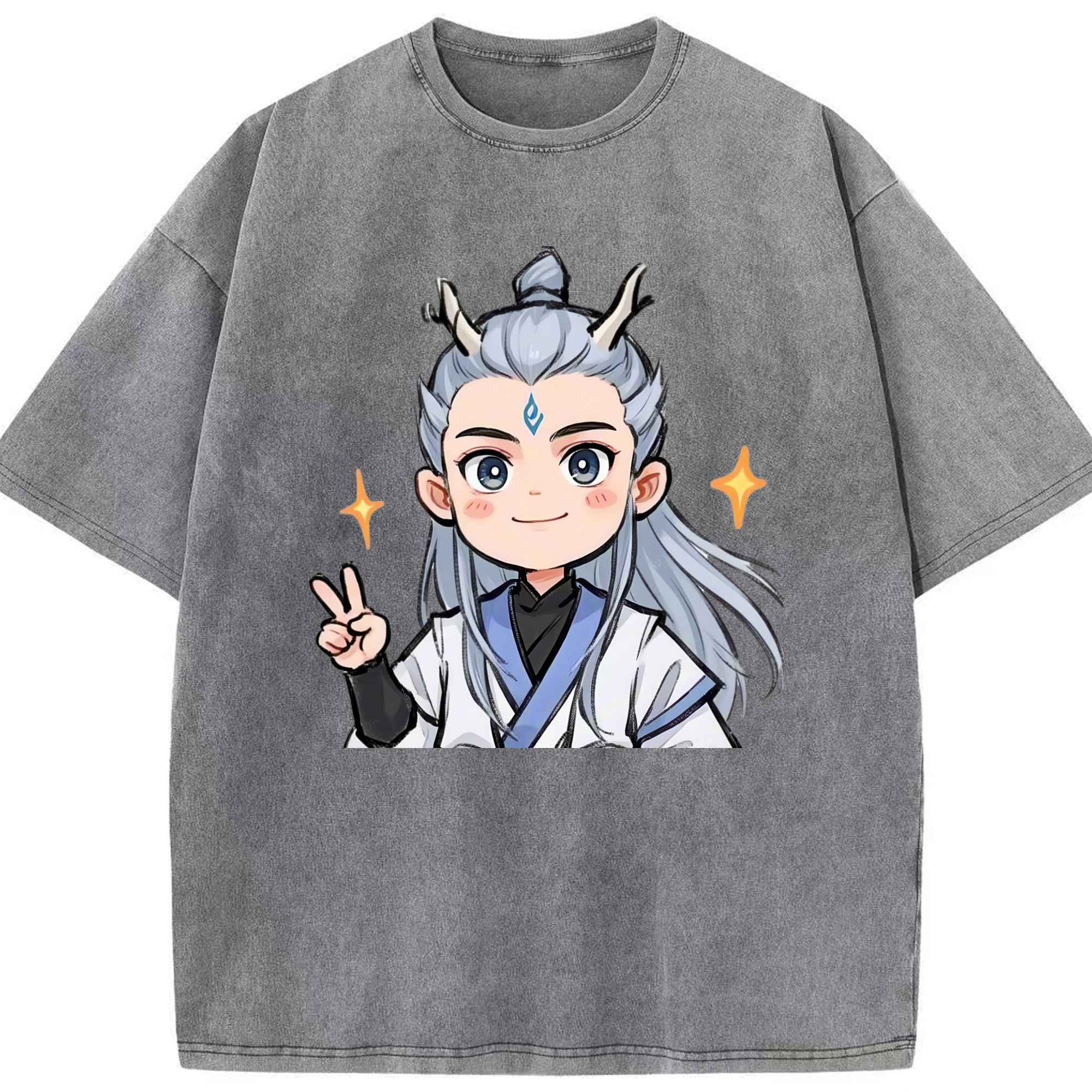 （画像用） Ne Zha 2 ナタ 魔童の大暴れ 綿100% ヴィンテージ風 半袖Tシャツ（フロントプリント）