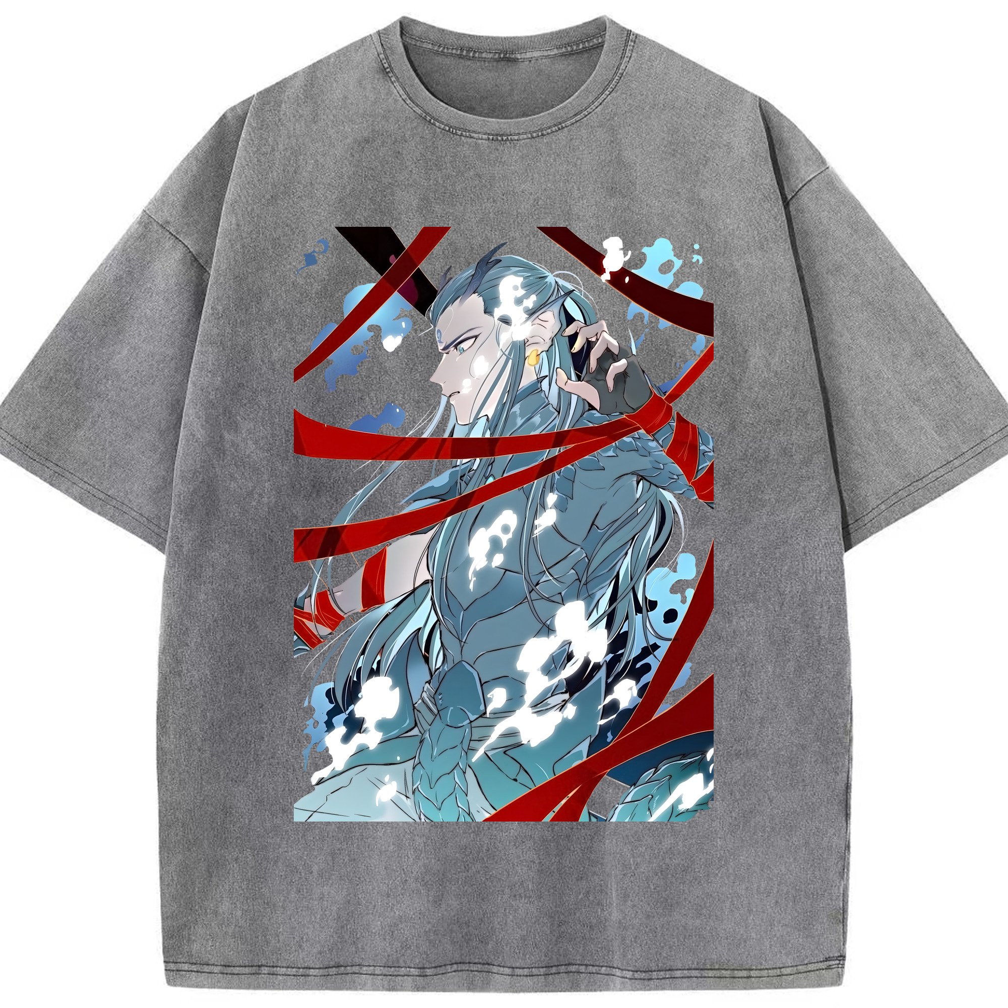 （画像用） Ne Zha 2 ナタ 魔童の大暴れ 綿100% ヴィンテージ風 半袖Tシャツ（フロントプリント）