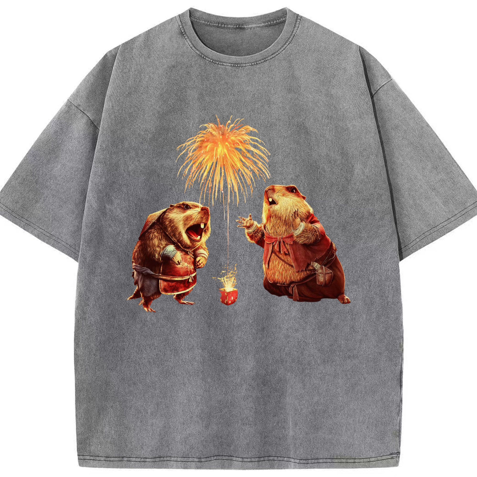 （画像用） Ne Zha 2 ナタ 魔童の大暴れ 綿100% ヴィンテージ風 半袖Tシャツ（フロントプリント）